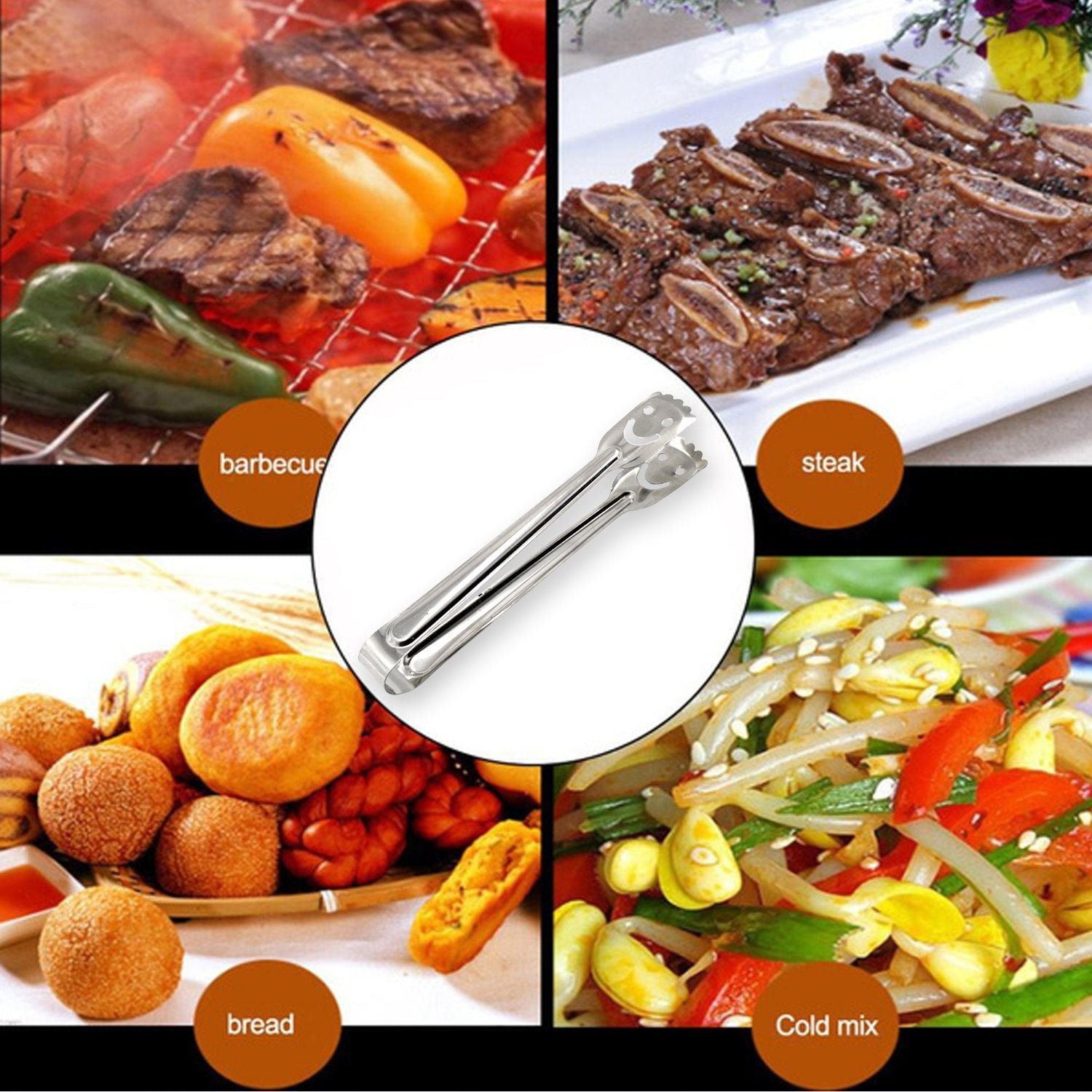 Smiley Stainless Steel Multipurpose Utility Tong (1Pc Only)