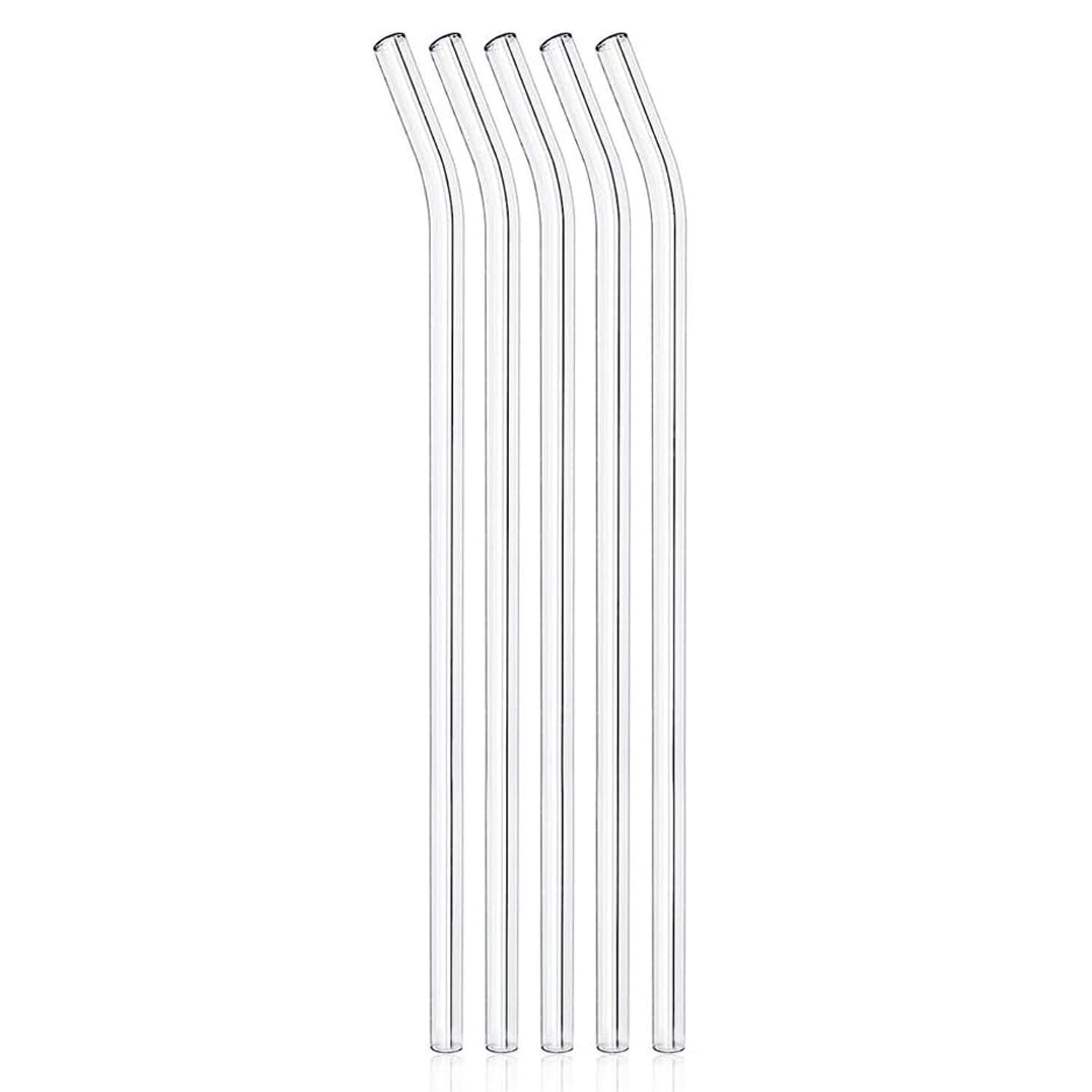 Reusable Glass Straws Clear Glass Drinking Straw 5Pc