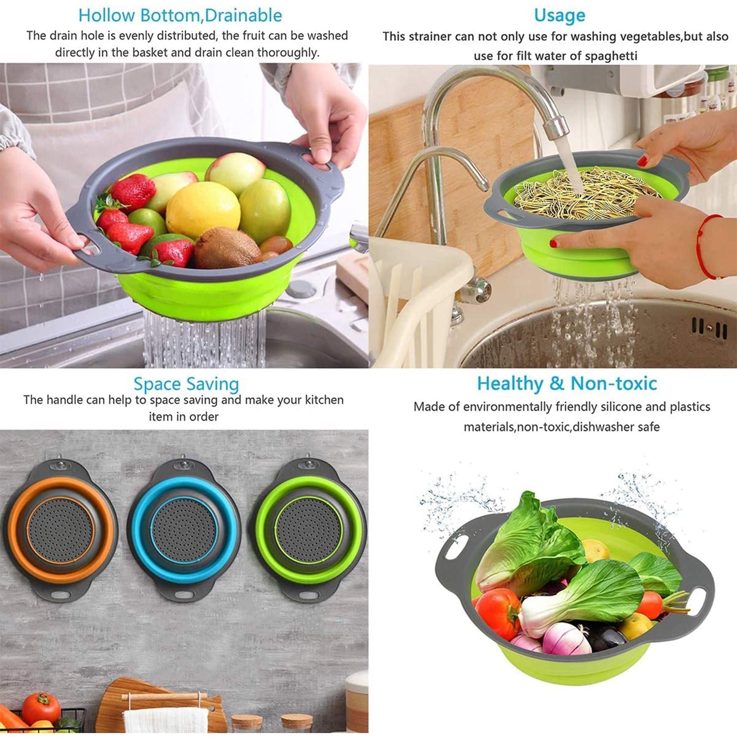 Round Sil Strainer – Foldable Multi-Use Kitchen Strainer for Cooking
