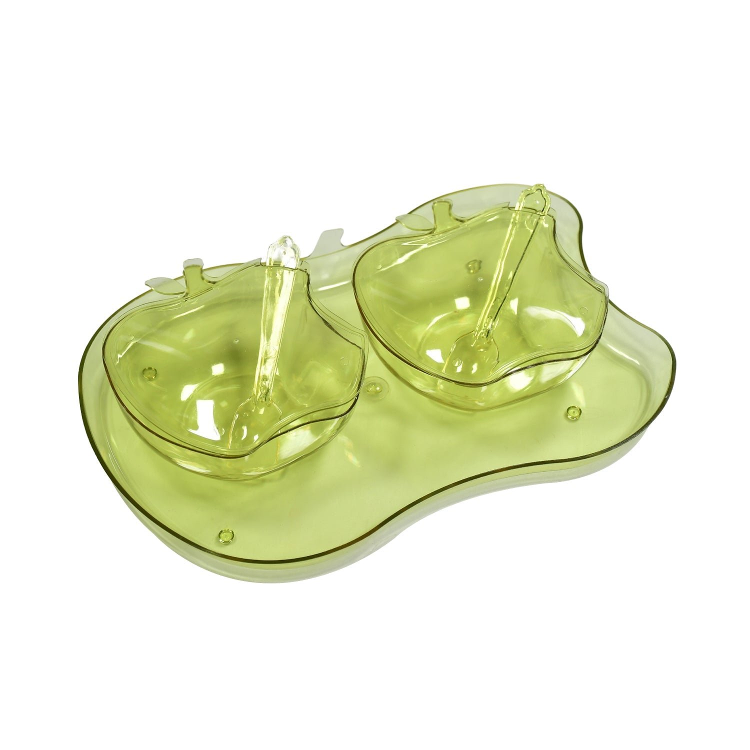Apple Shape 2Pc Serving Set of Bowl with Spoon & Tray Dinnerware Serving Snacks & Pickle