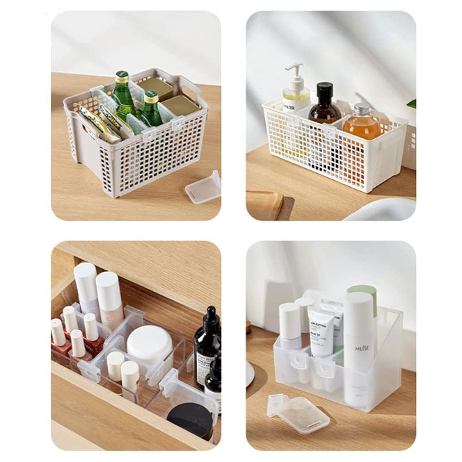 Plastic Storage Baskets – Space Allocator, Refrigerator Organizer Bins (10 Pcs Set)