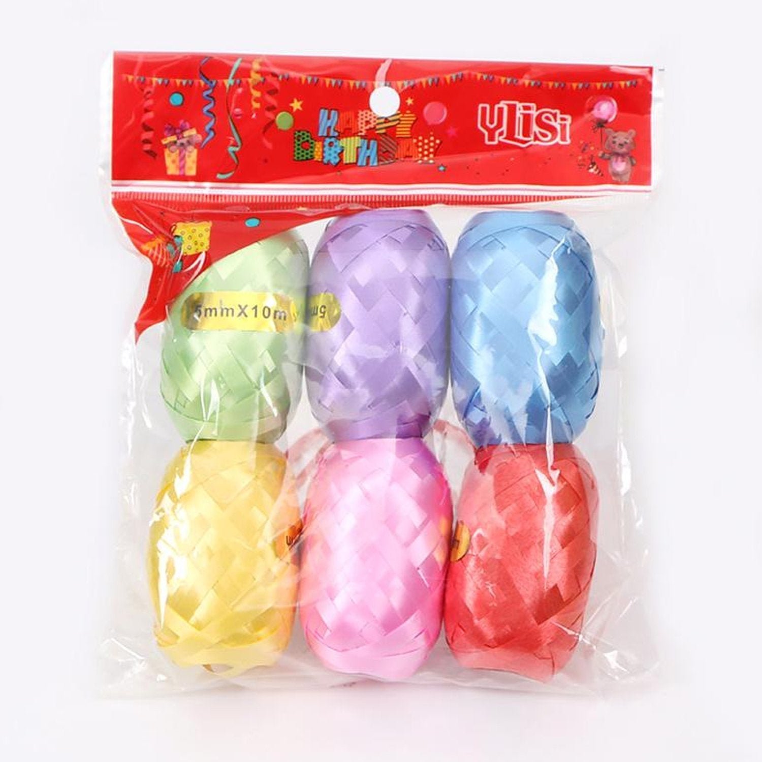 Curling Balloon Ribbon Roll for Gifts, Balloons & Crafts Pack of 6 (Multicolor)
