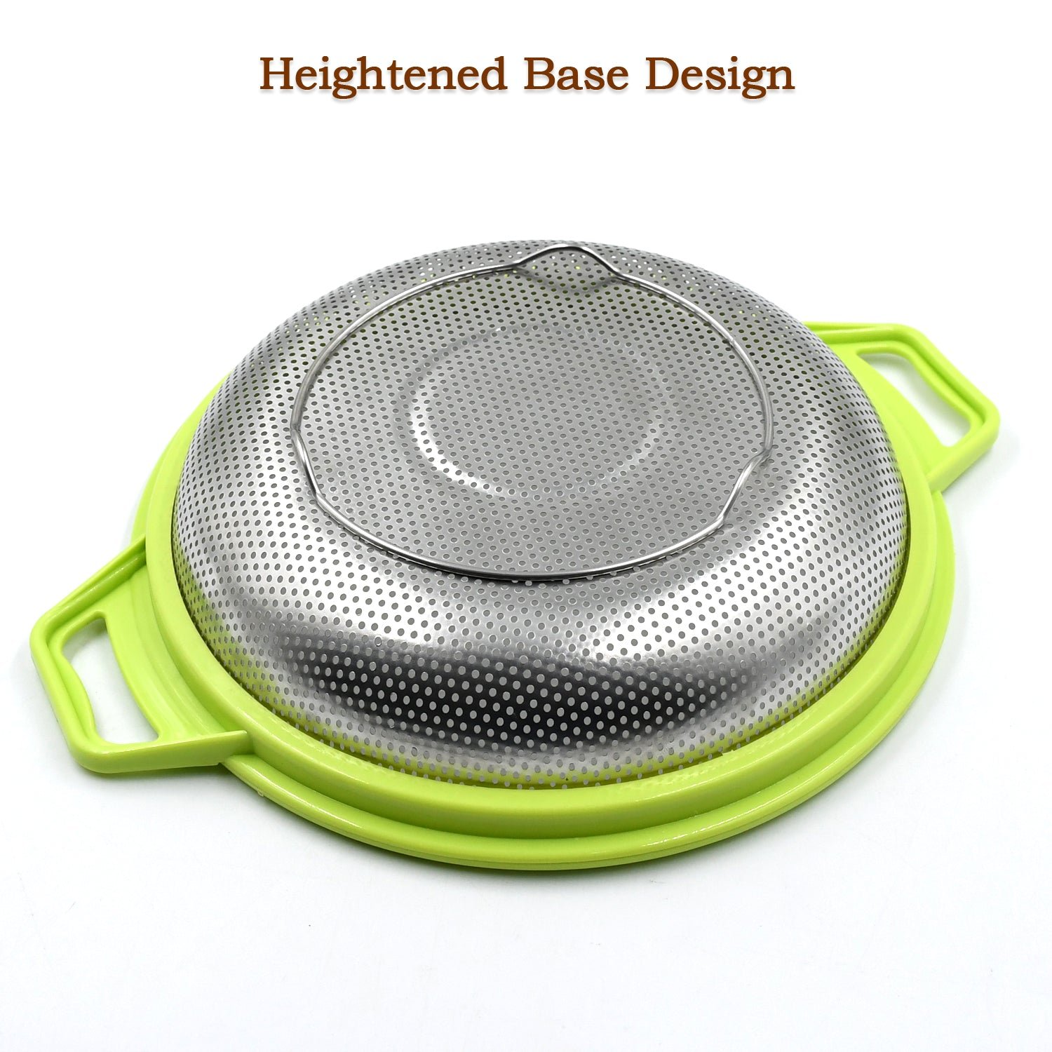 Stainless Steel Colander with Handle, Large Metal Green Strainer