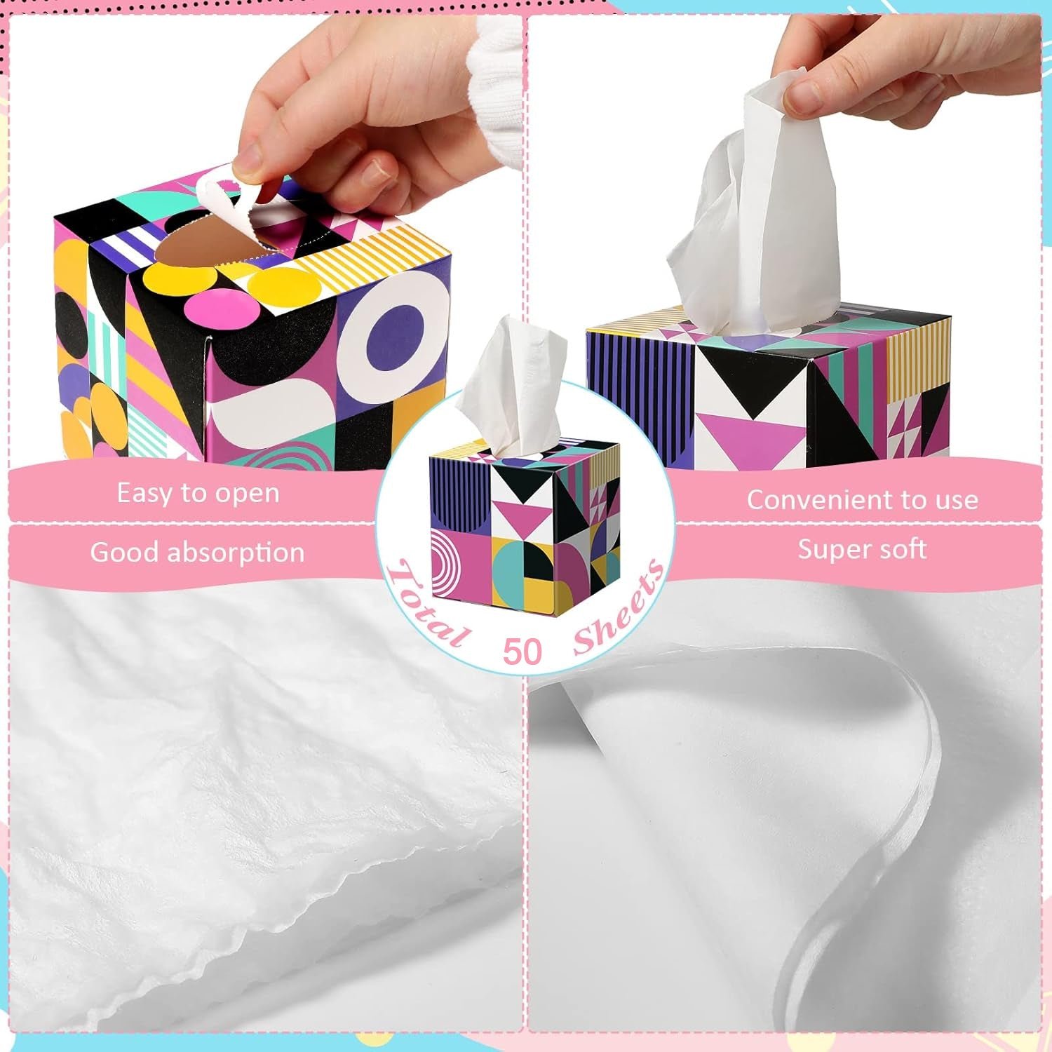 Tissues Cube Box – and Practical Tissue Holder for Home & Office (50 Pcs Set)