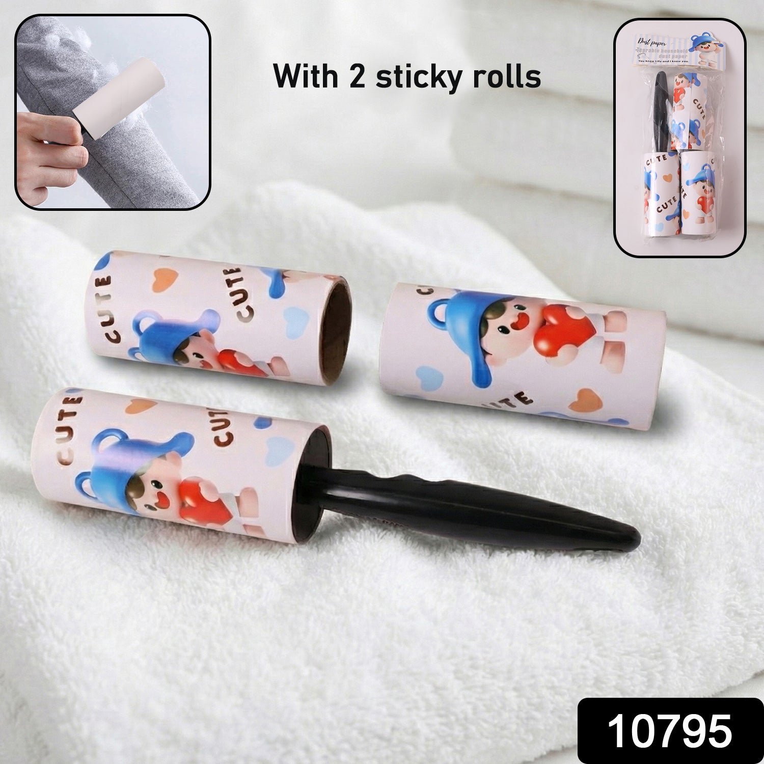 Reusable Sticky Lint Roller with Handle (1 Set)