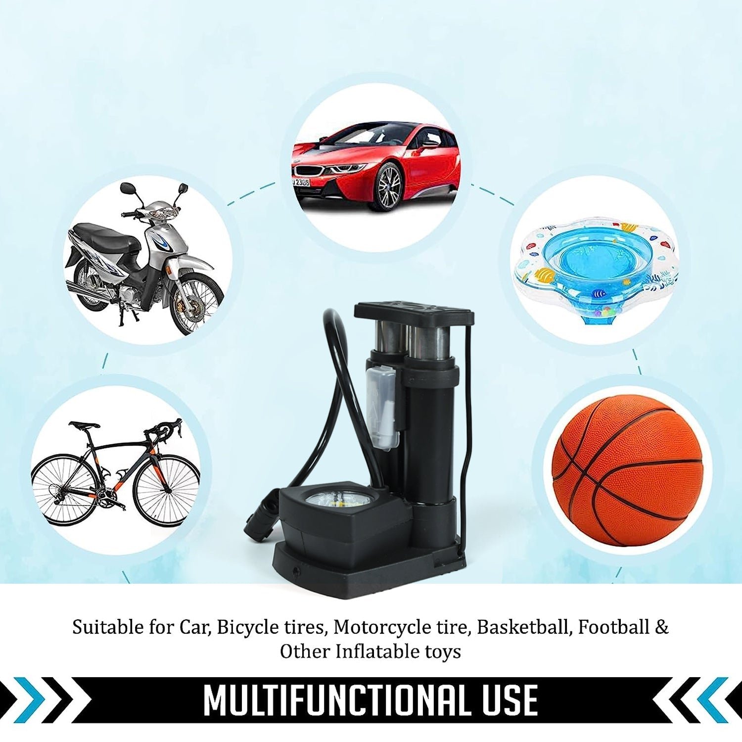 Portable Mini Bike Pump with Gauge