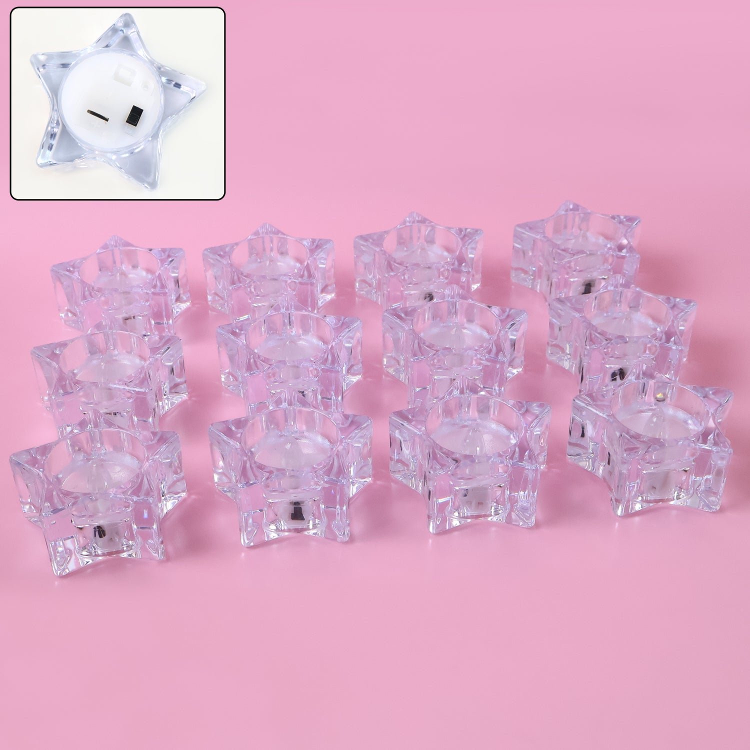 Set of 12 LED Crystal-Effect Flameless Smokeless Candles