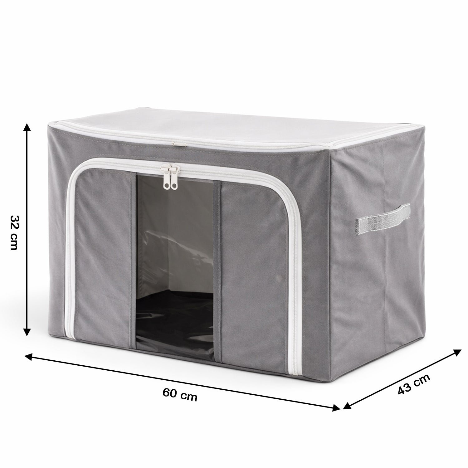 Foldable Steel Frame Clothes Storage Organizer Bag 60x43x32cm (Mix Color)