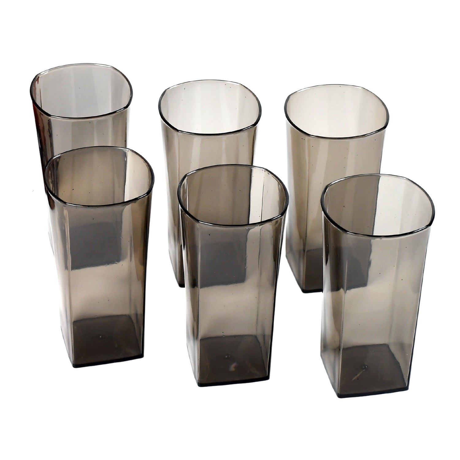 Unbreakable Transparent Square Design  Wine Tumbler Plastic Glass Set Pack of 6