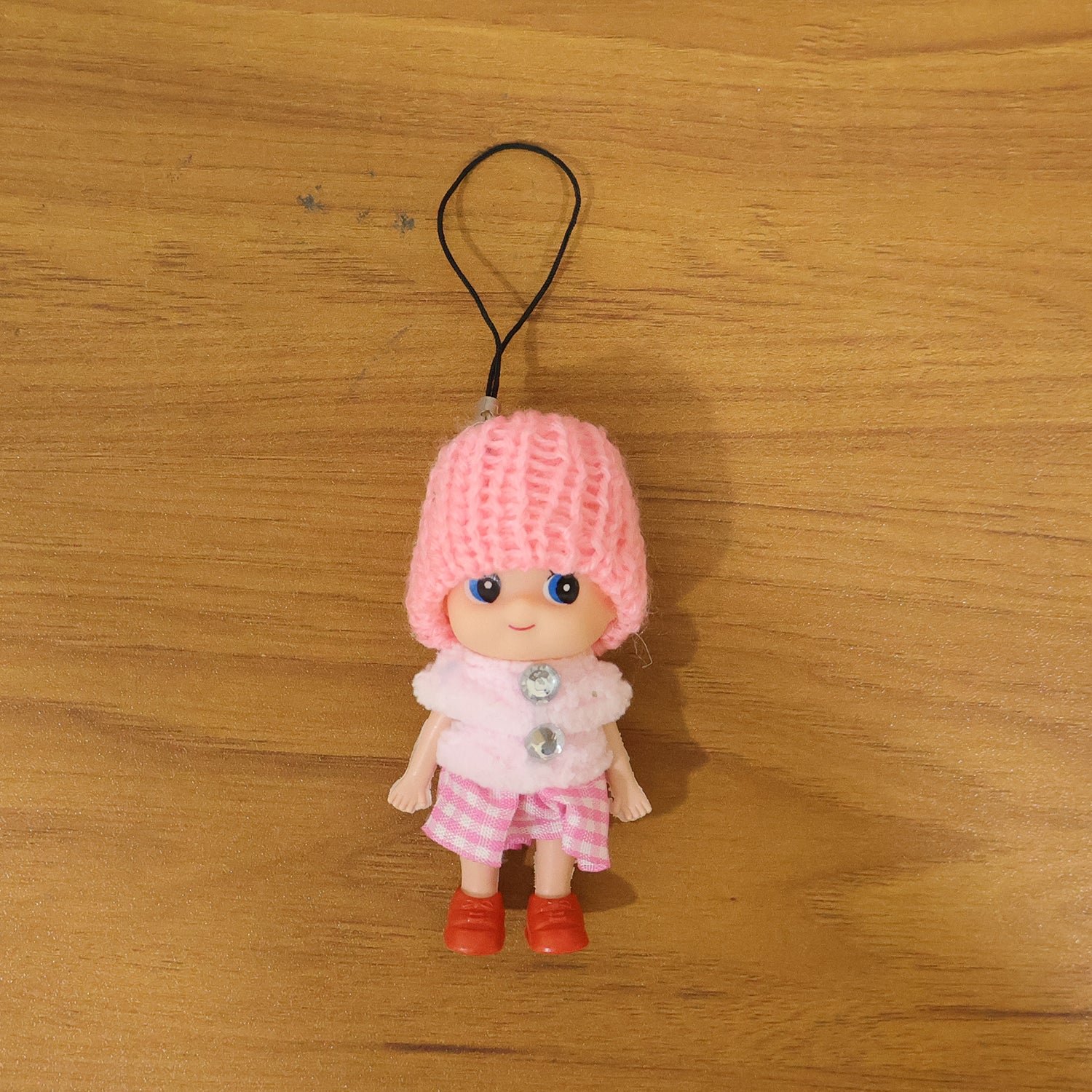 Cute Mini Doll Keychain Soft Knitted Cap Girl Charm Keyring (1 Pc / Mix Color)