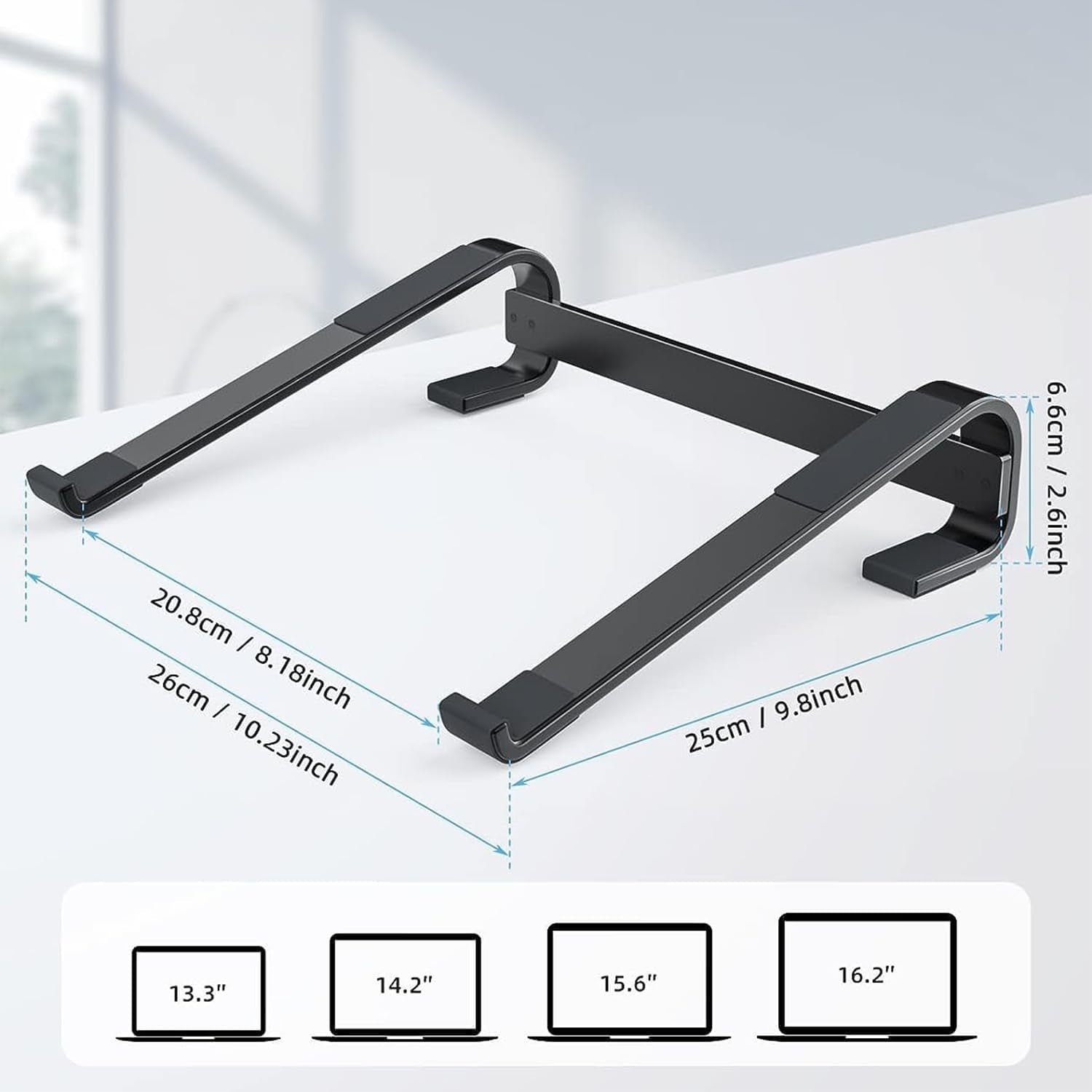 Fixed Metal Laptop Stand for Desk (25 × 26 cm)
