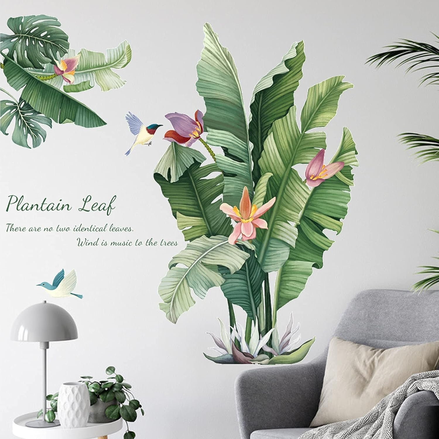 Large Plantain Leaf Wall Sticker 90x60 cm - (1 Pc)