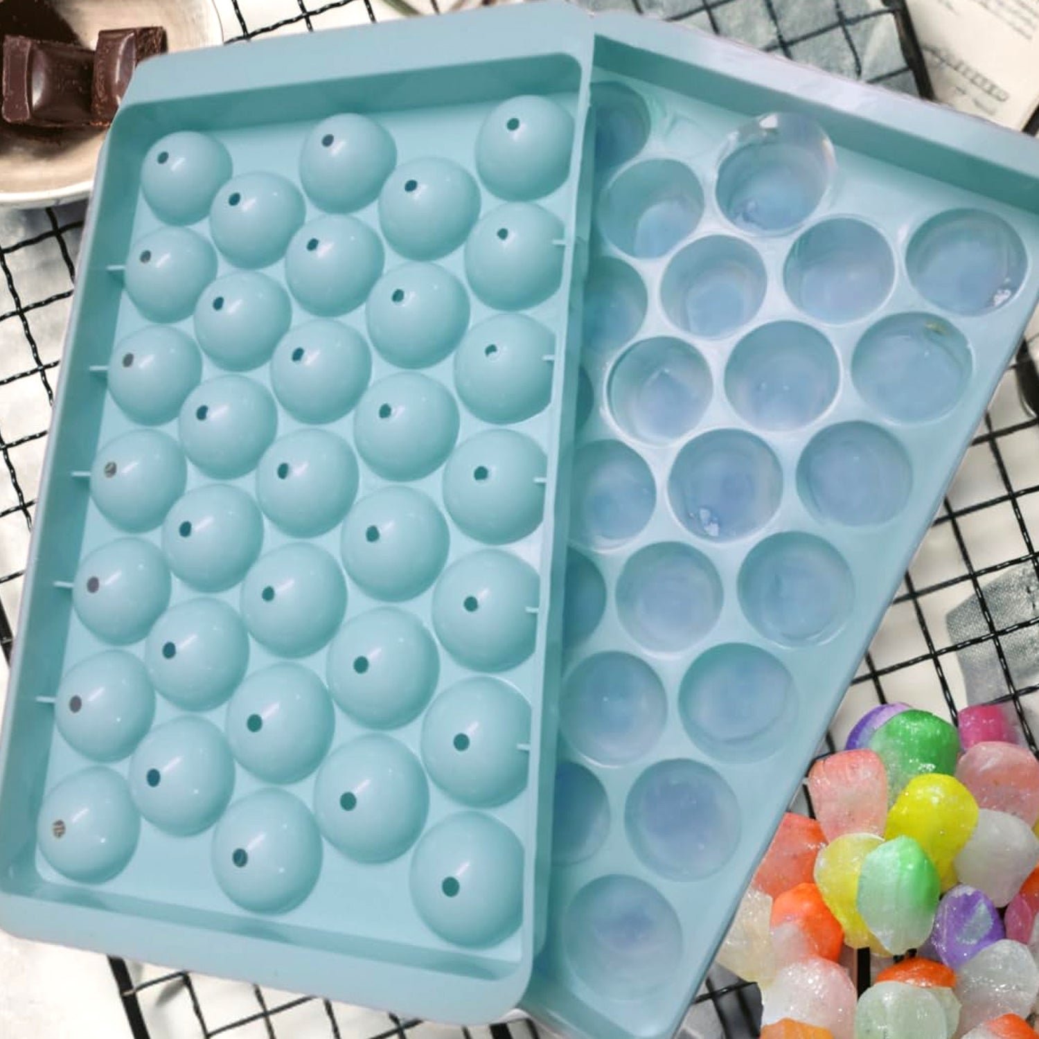 Plastic Round Reusable Ice Cube & Candy Ball Mold, 33 Moulds (16.5×10 Cm / 1 Pc)