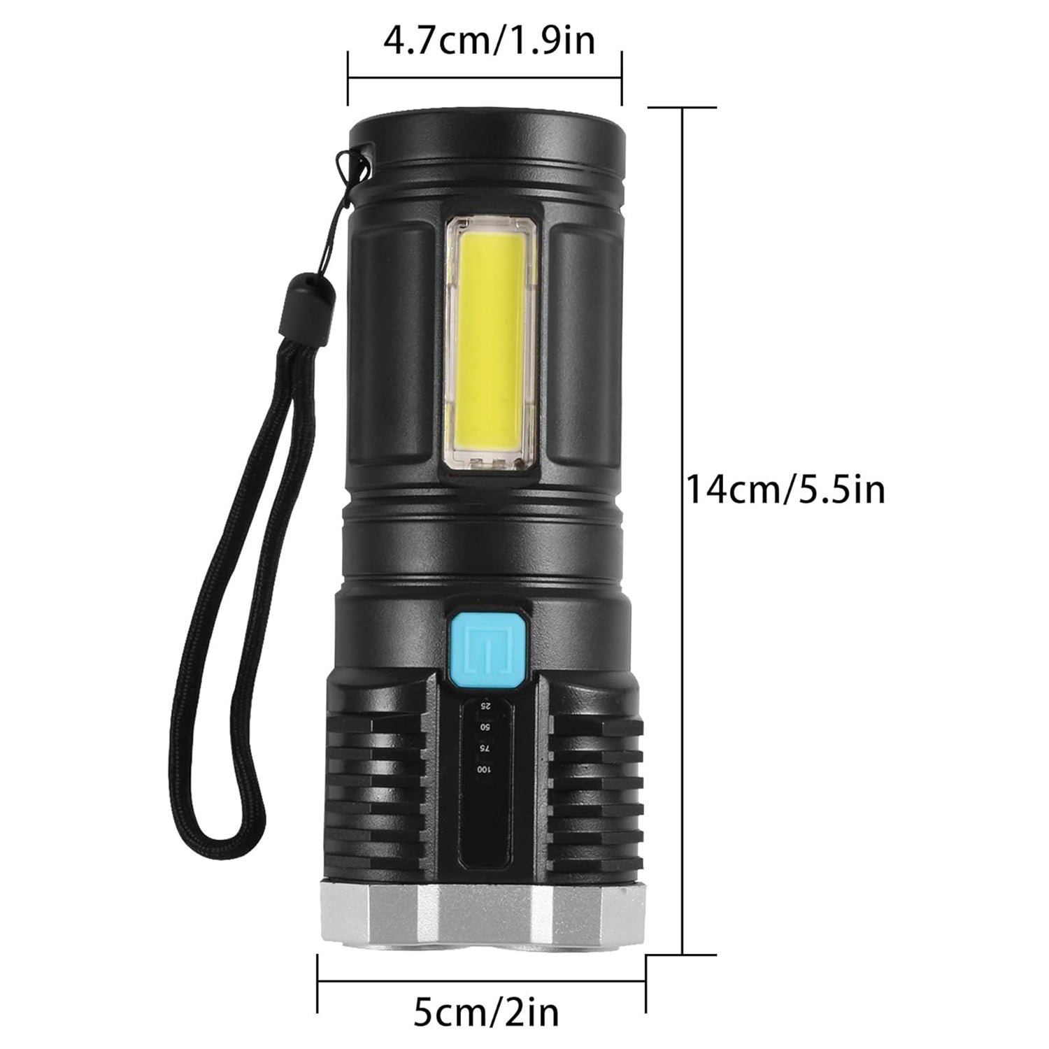 Rechargeable 4-LED Torch Light with 800 Lumens for Outdoor Use