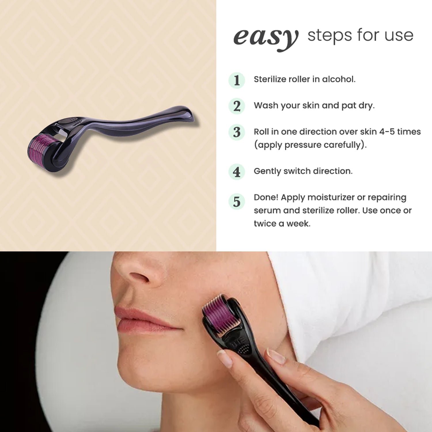 Derma Roller Anti Ageing Facial Scrubs & Polishes Scar Removal Hair Regrowth (0.75mm)