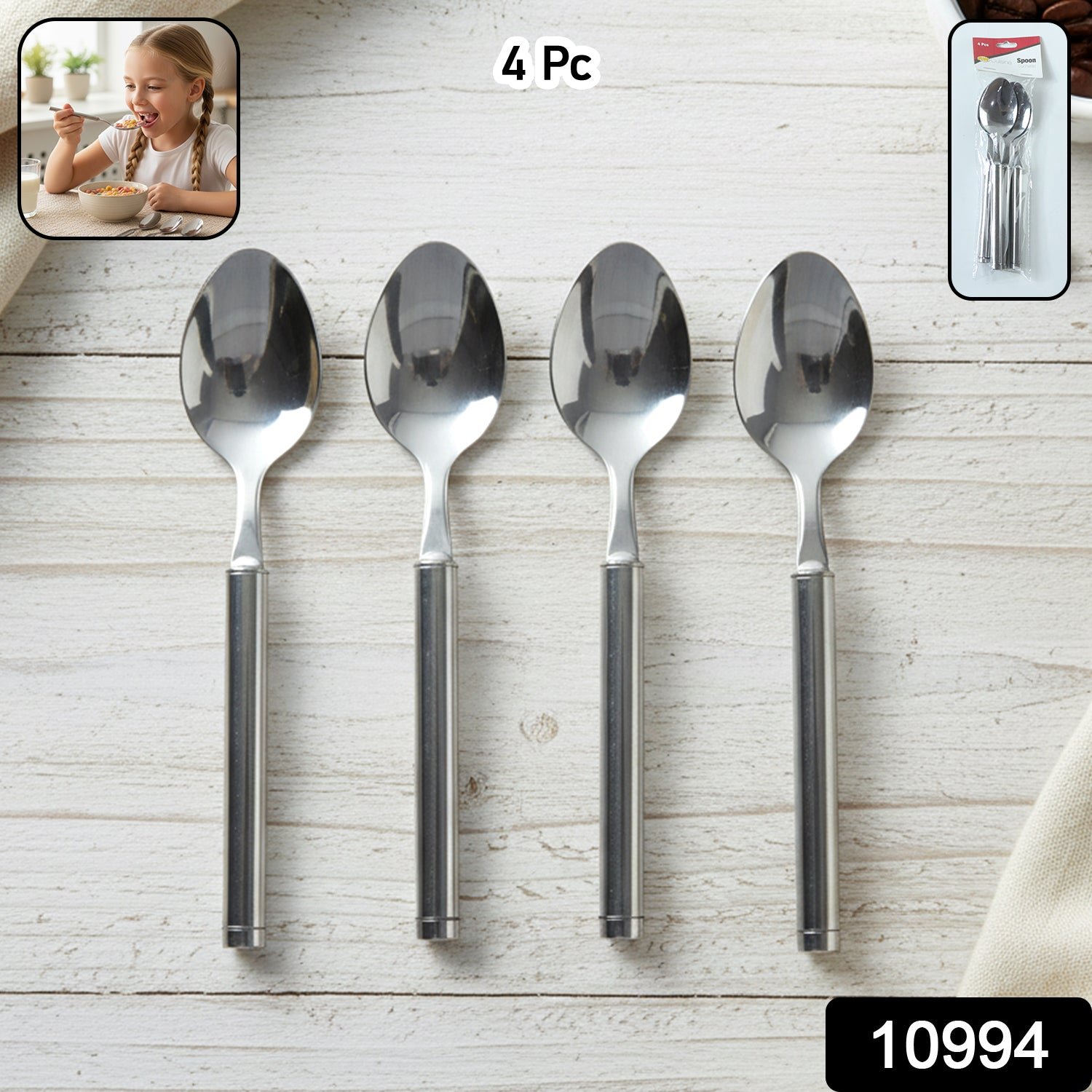Stainless Steel Dinner Spoon Set (4 Pc Set)
