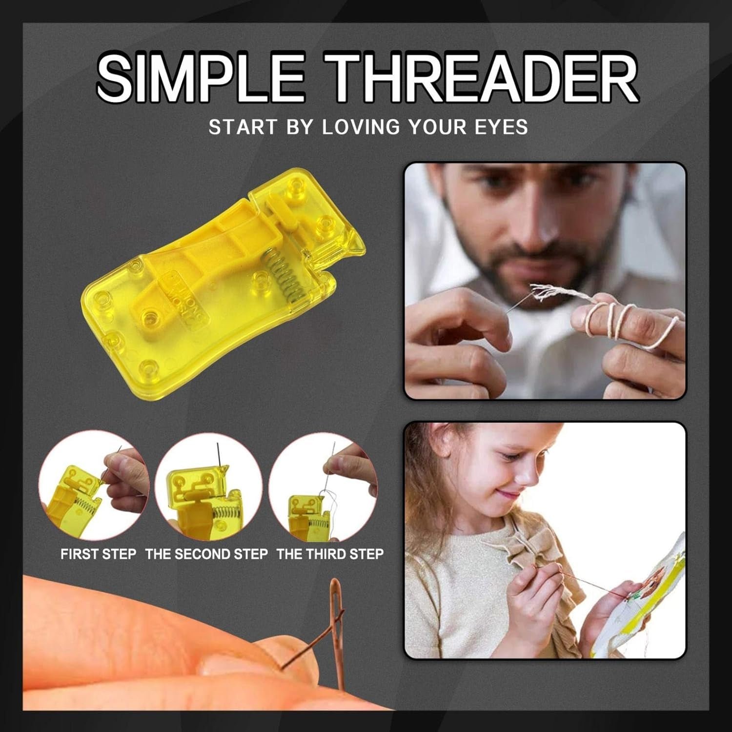 Needle Threader Stylish Comfortable Grip Automatic Threader for Home 1 Pc