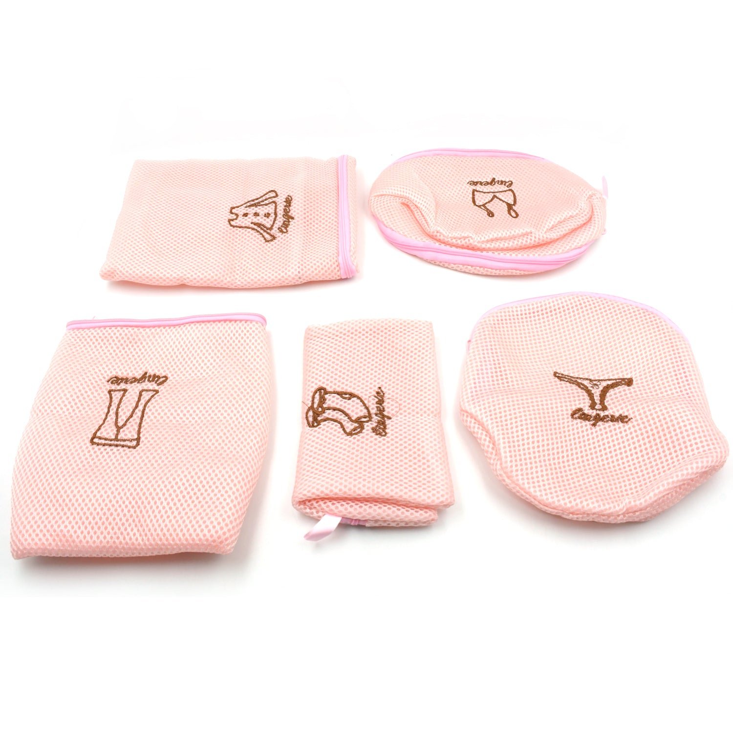 Zippered Mesh Laundry Wash Bags for Delicates & Lingerie (5 Pc Set)