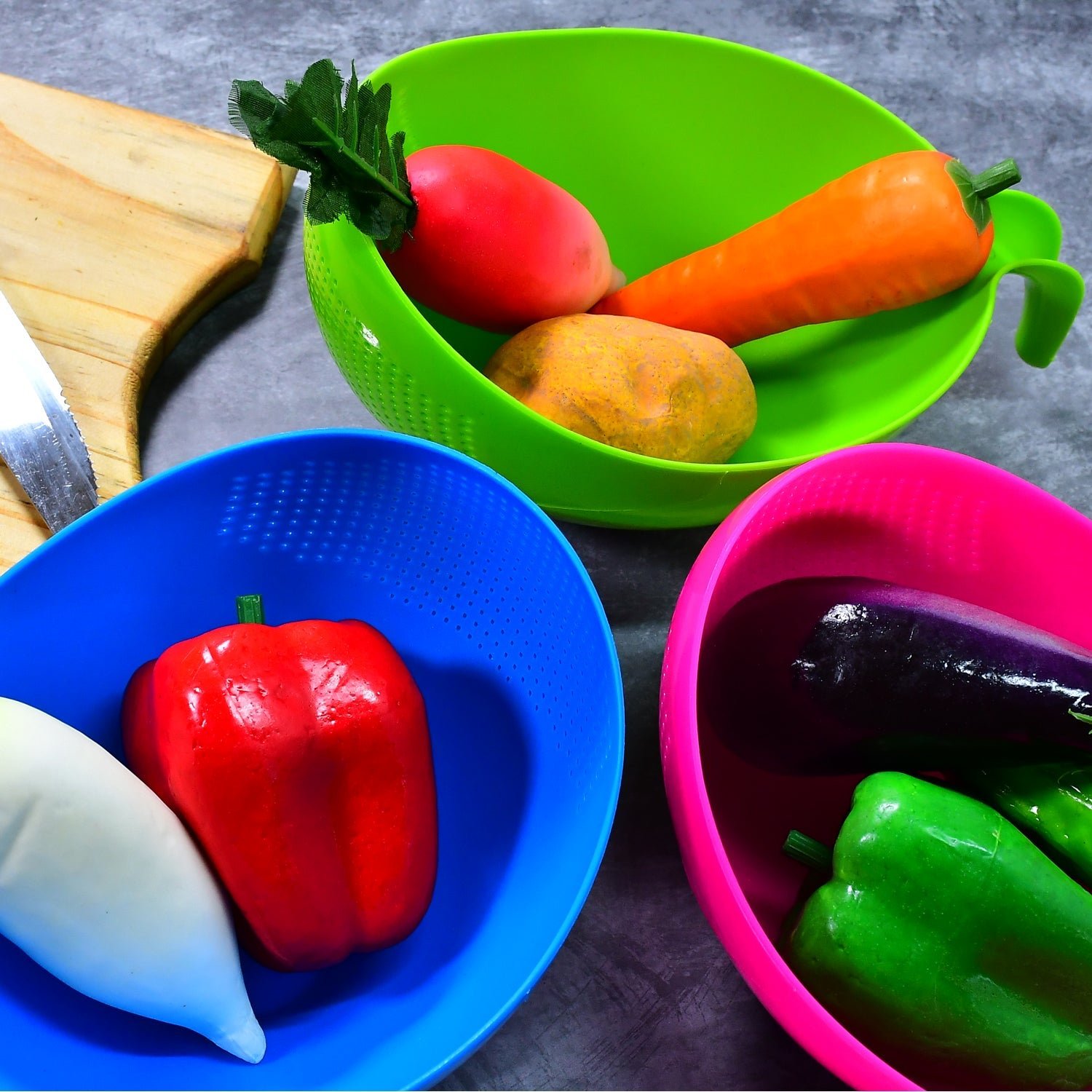 Plastic Rice Bowl / Food Strainer Thick Drain Basket (set of 3pcs)