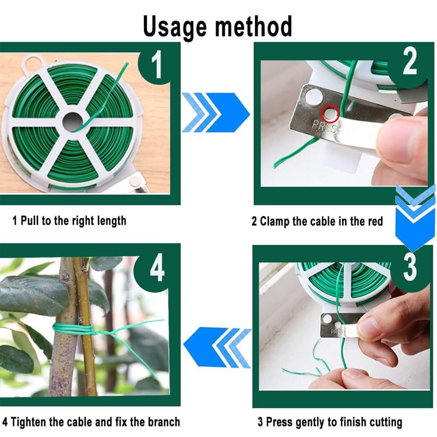 Garden Wire, Sturdy Plant Ties for Support, Garden Ties with Cutter (50 Mtr)