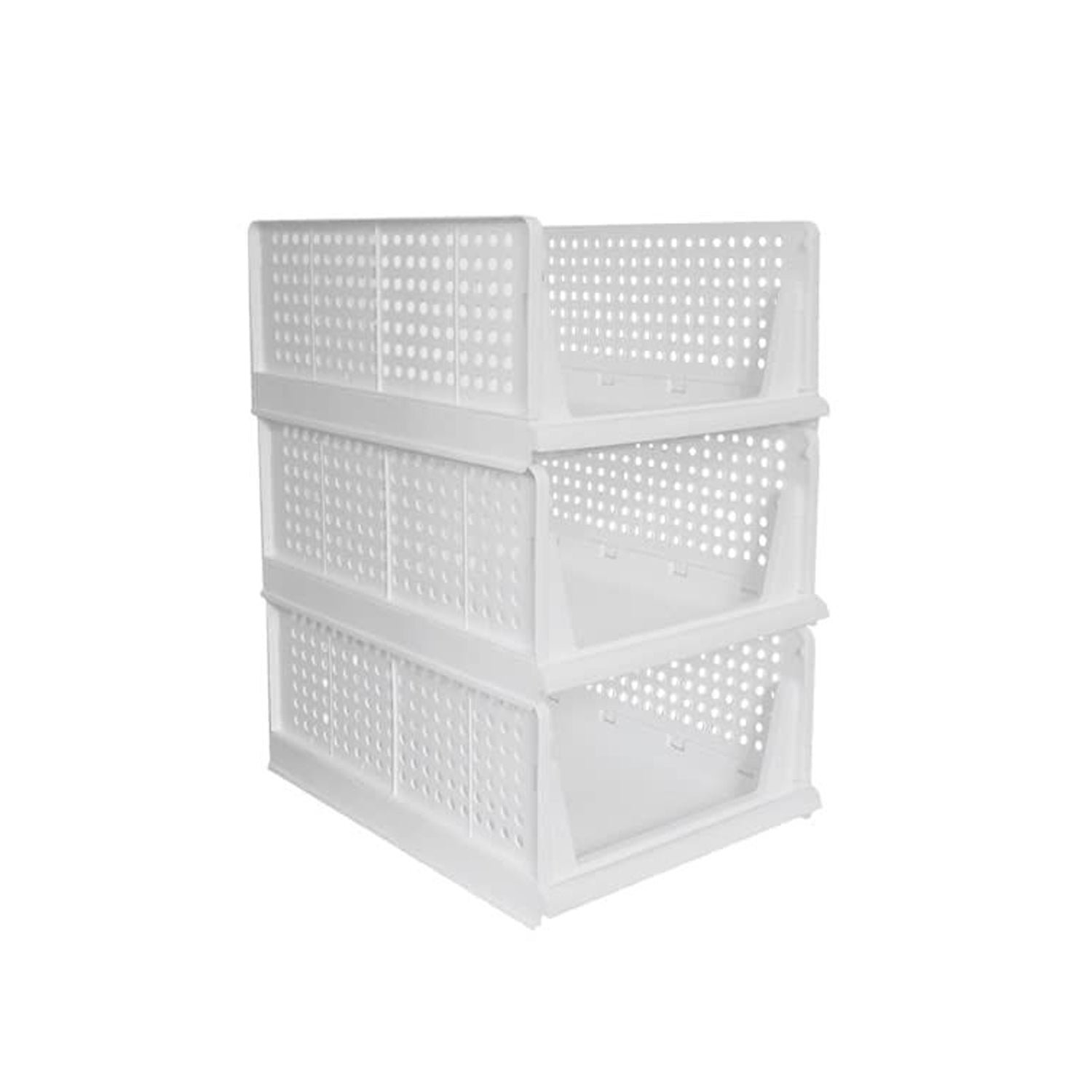 3-Layer Foldable Wardrobe Clothes Organizer Shelf Basket