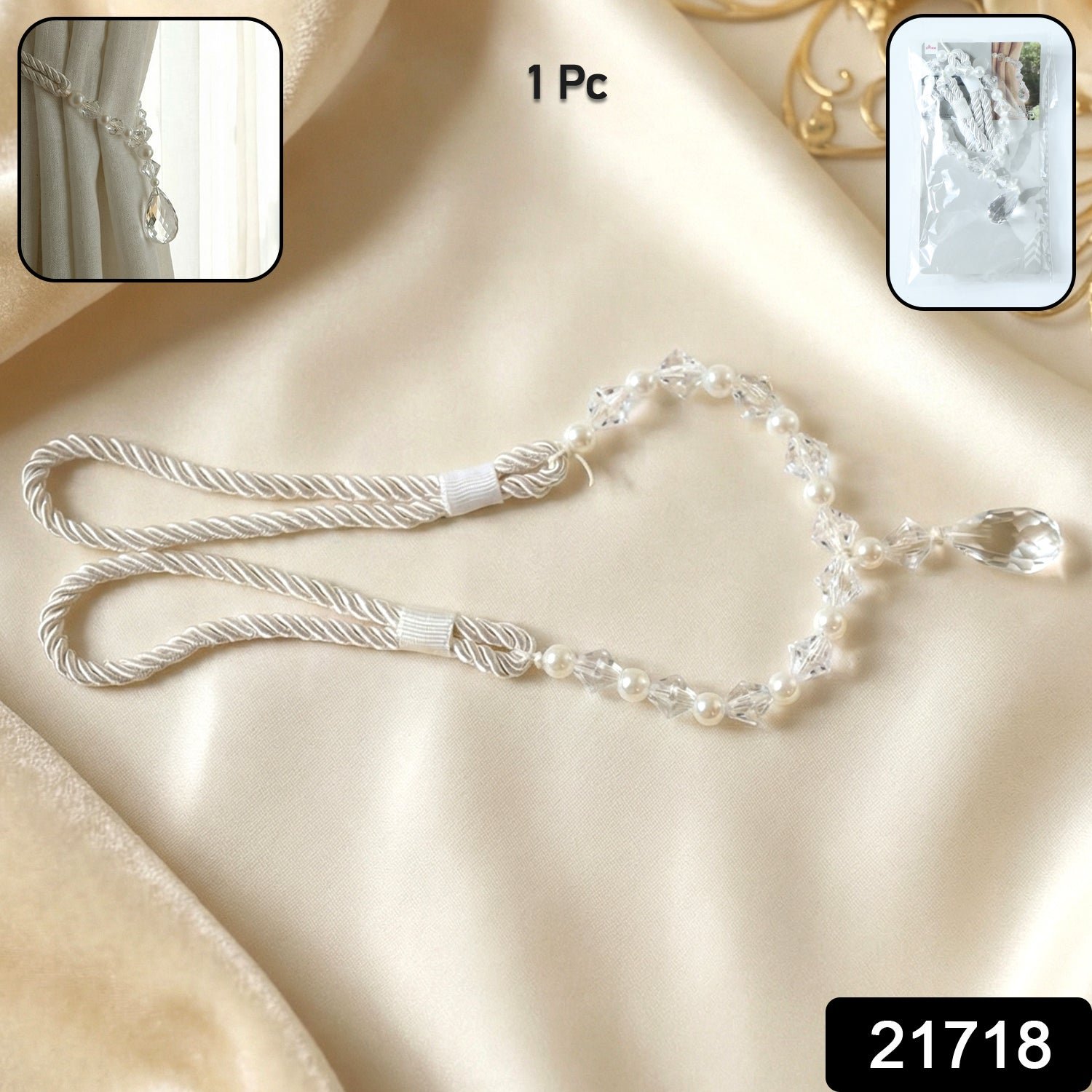 Luxury Crystal Beaded Curtain Tieback (1 Pc)