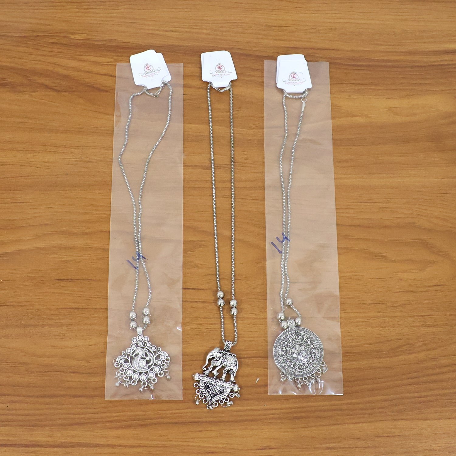 Oxidised Silver Finish Traditional Pendant Necklace – Mix Design (1 Pc)