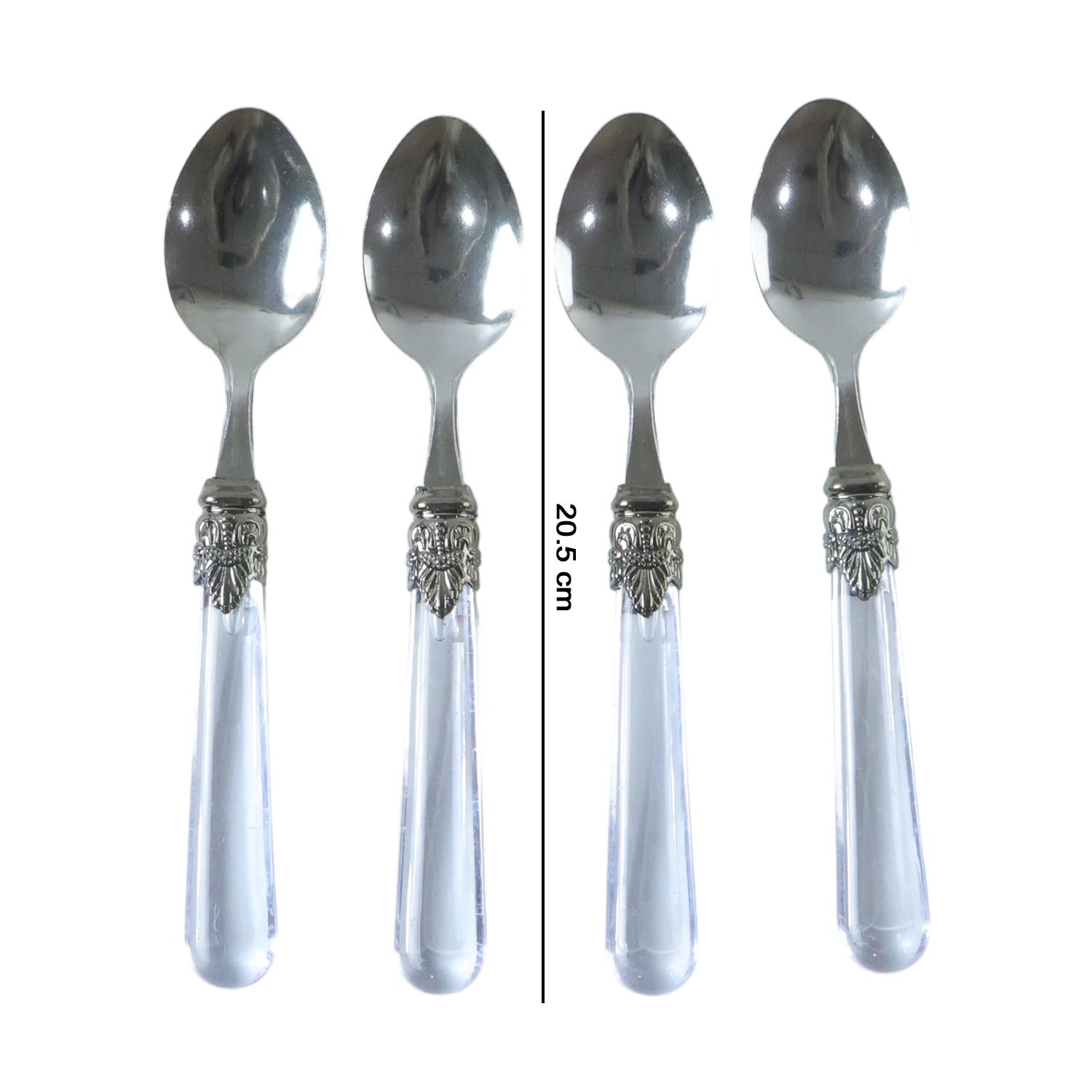 Premium Stainless Steel Dessert Spoon With Plastic Handle Set (4 Pc Set)
