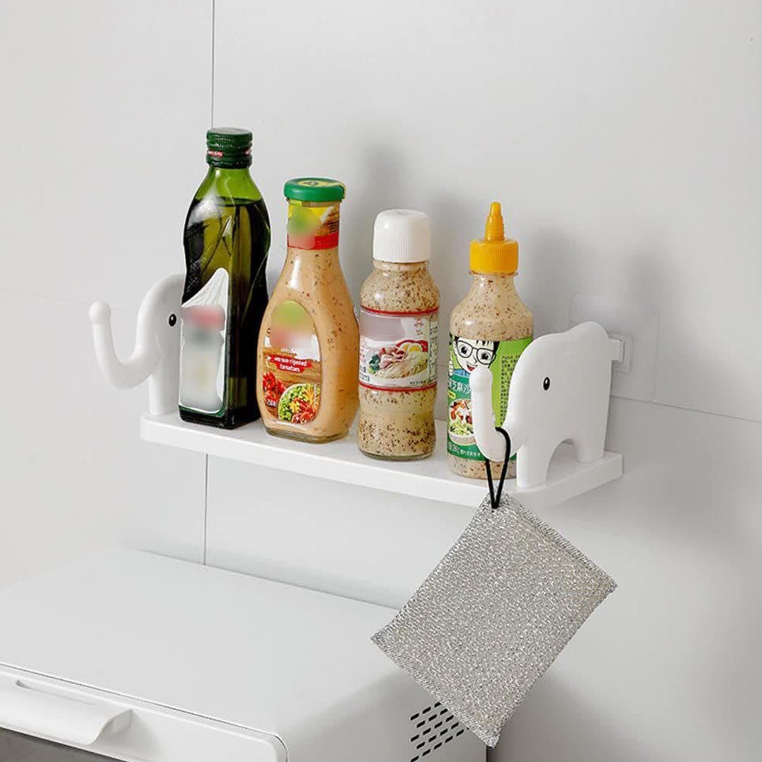 Elephant-Shaped Wall Shelf – No-Punch Mini Organizer for Kitchen & Bathroom
