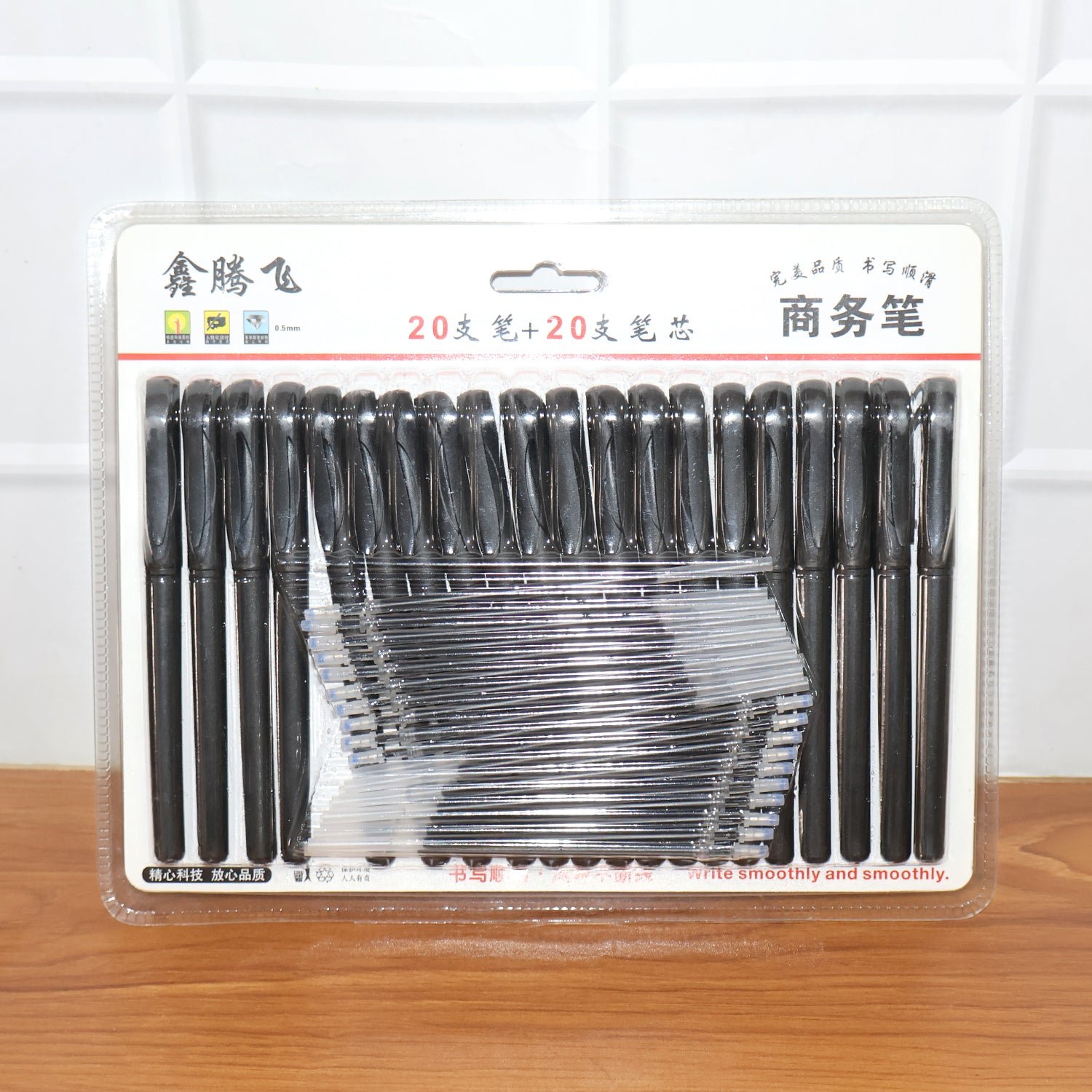 Refillable Black Marker Pen with Extra Ink Refills 20 pieces (1 Set)