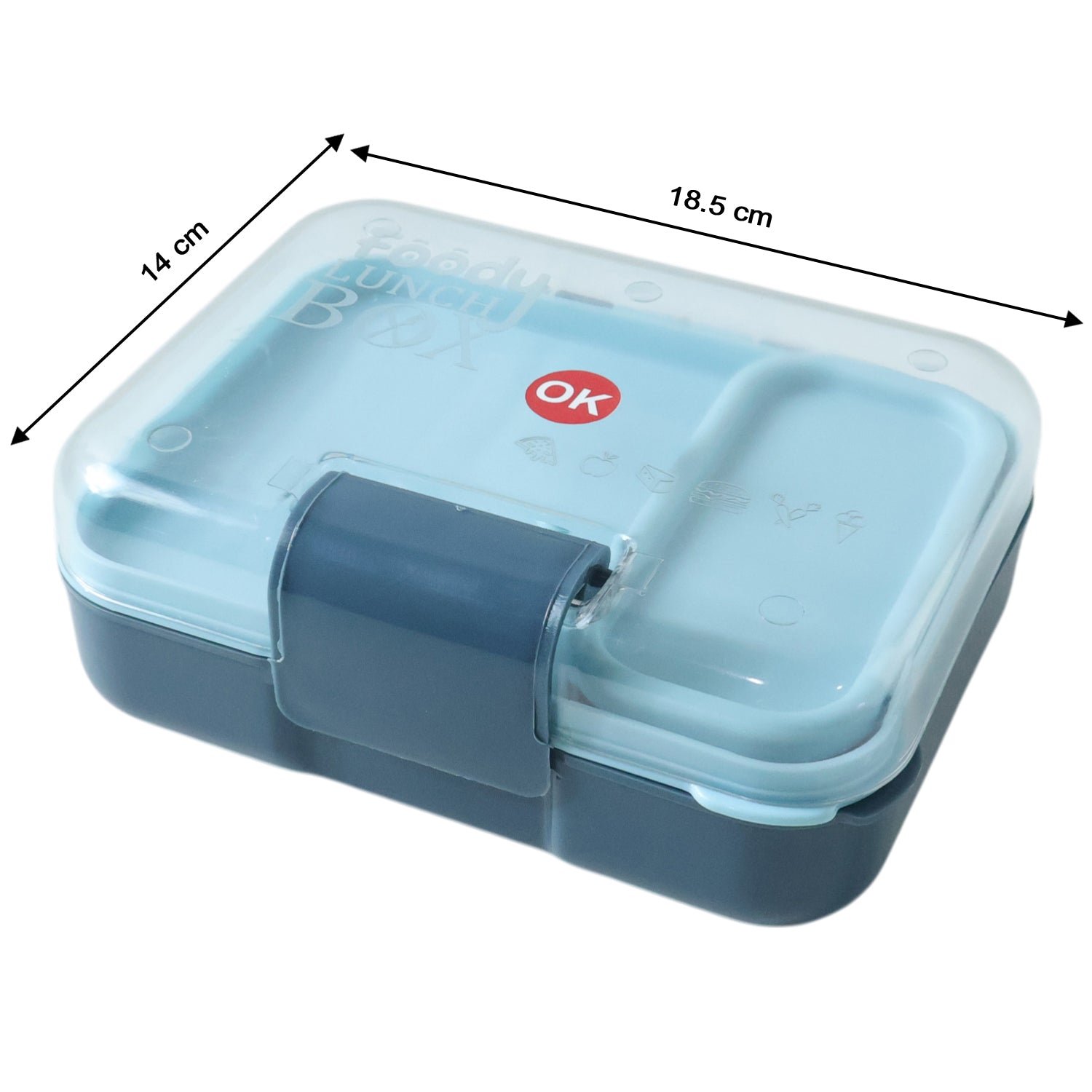 3 Compartment Snacky Lunch Box Set With 2 In 1 Spoon (1 Set)