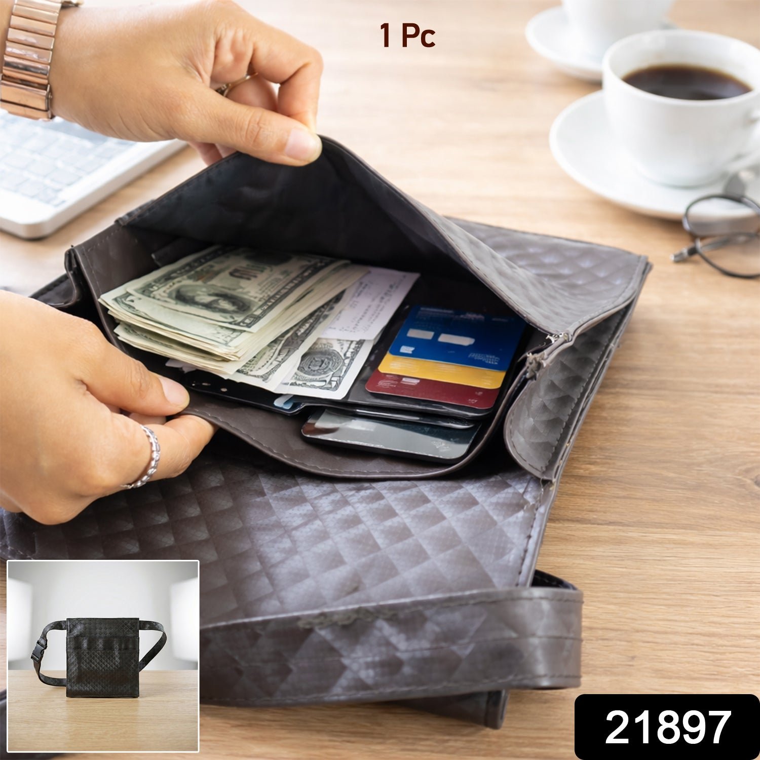 Men's & Women's Quilted Crossbody Sling Bag with Adjustable Strap (1 Pc)