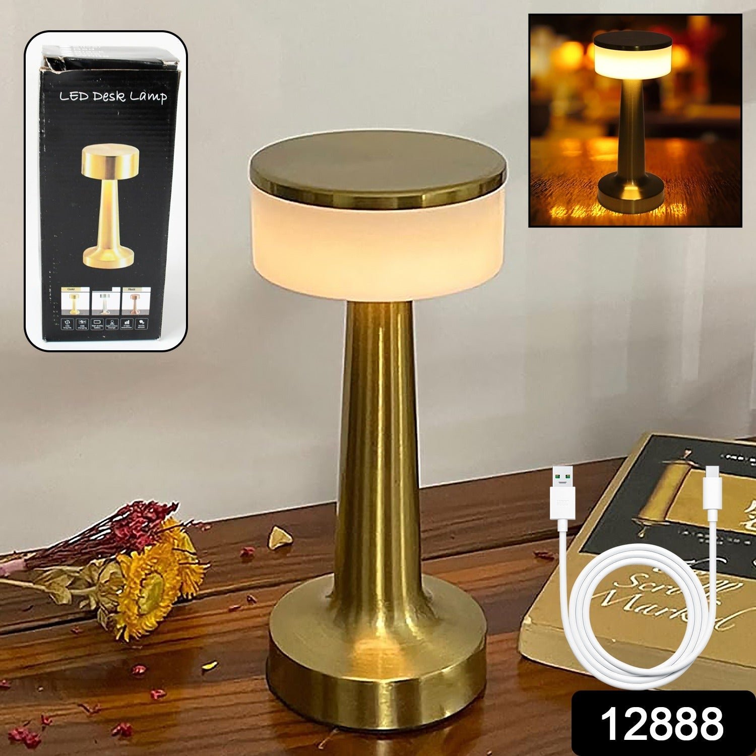 Touch LED Lamp – USB, 3 Colors, 3 Brightness Levels (1 Pc, Metal)