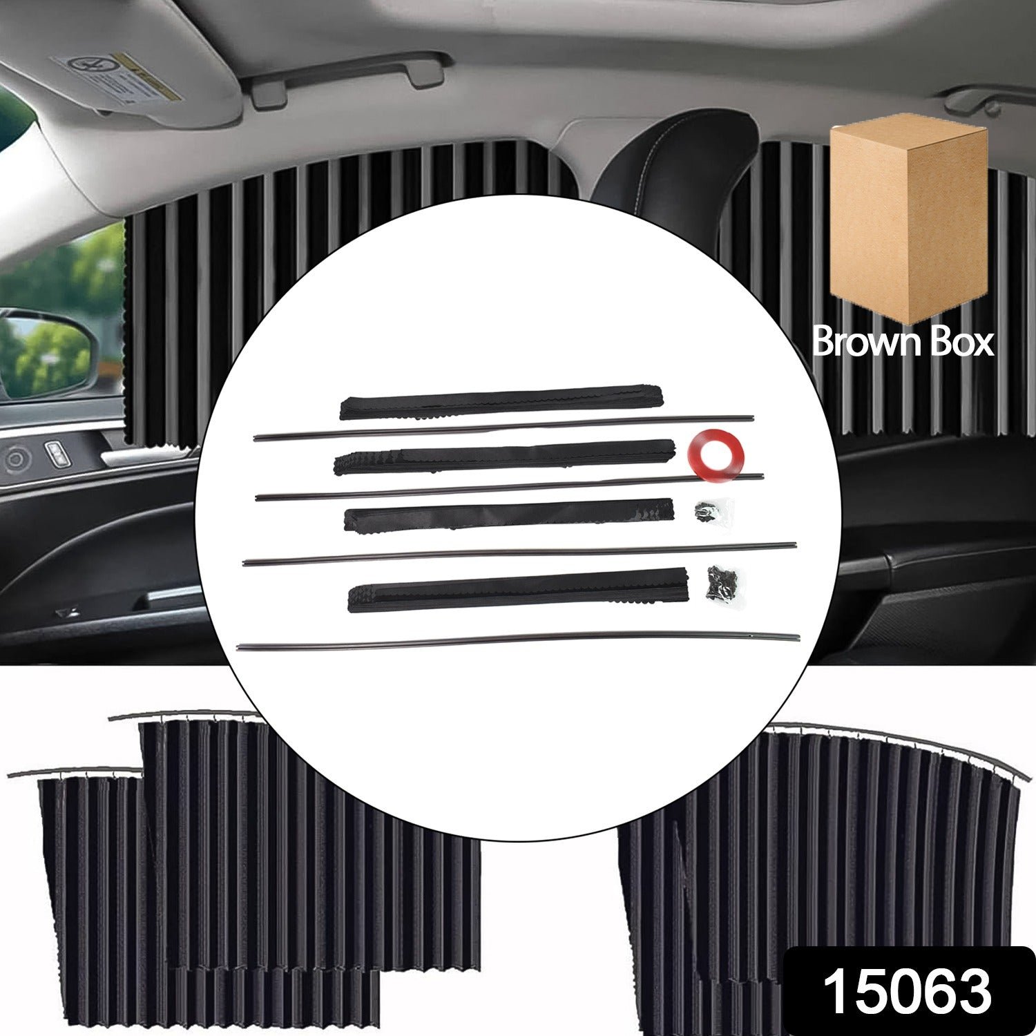 Car Window Curtain Sunshade | 4 Pcs Set with Hooks & Tapes