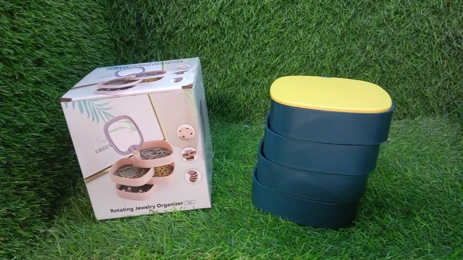 4 Layers Jewellery Box, 360 Degree Rotating Jewelry Box,