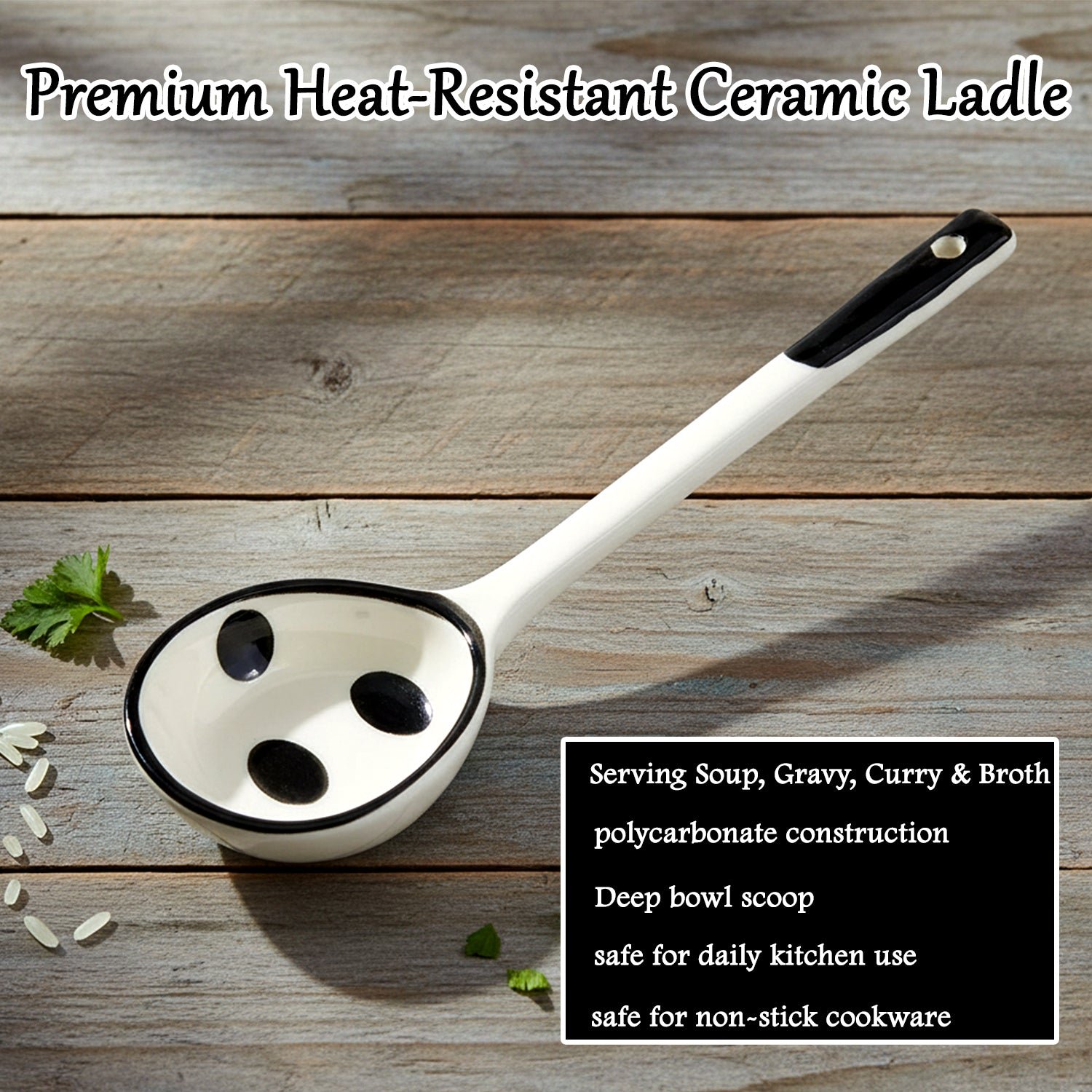 Premium 17 cm Heat-Resistant Ceramic Soup Ladle