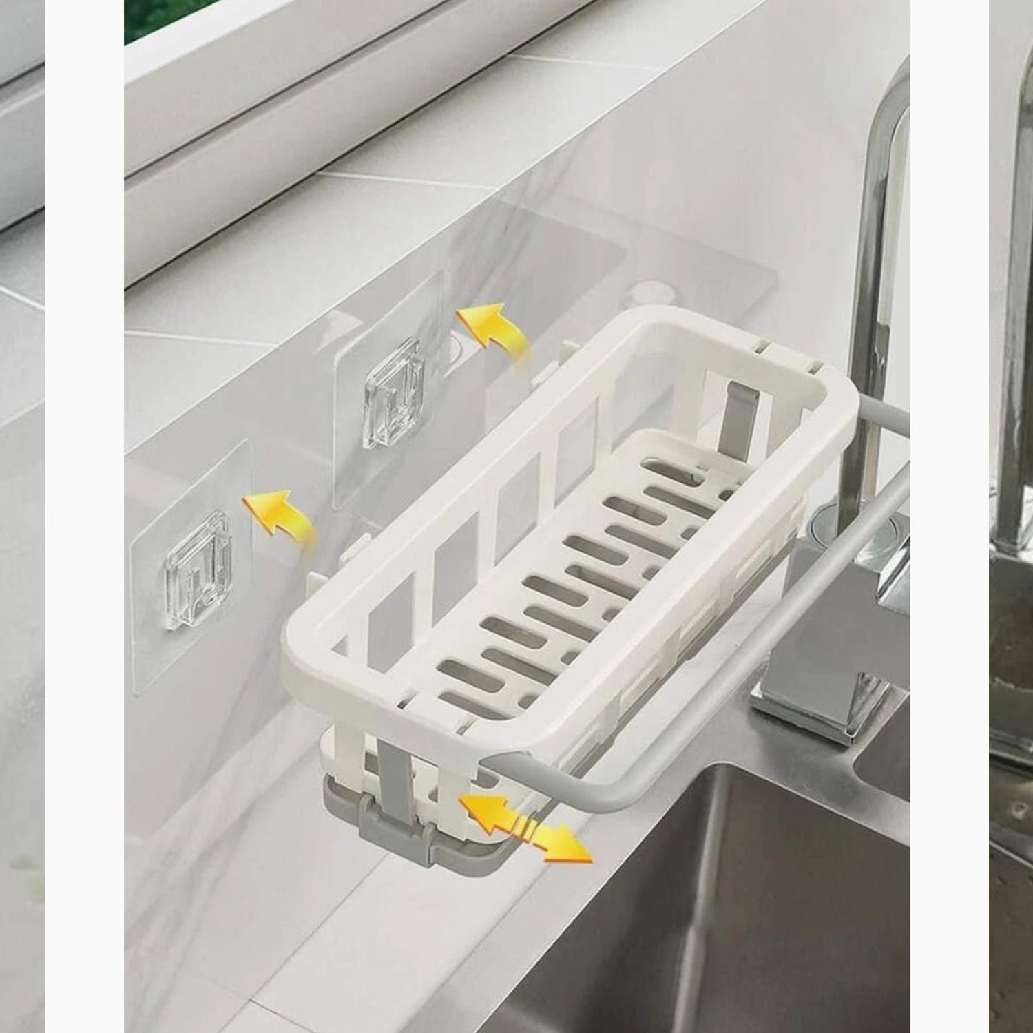 Hanging Drain Rack & Sponge Holder Basket for Kitchen Sink Storage