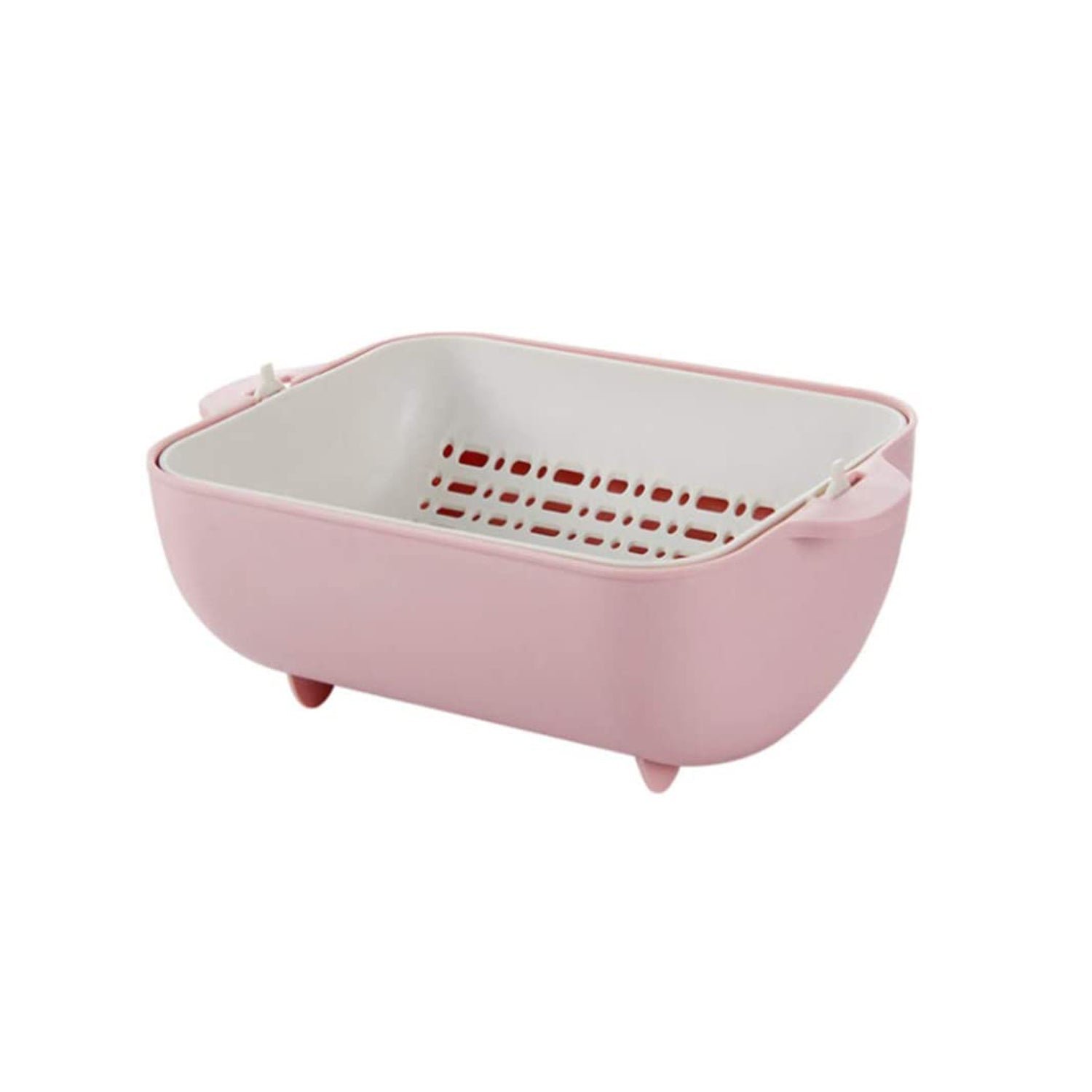 Multifunctional BPA Free Double Layered Plastic Rotatable Strainer (Multicolor)