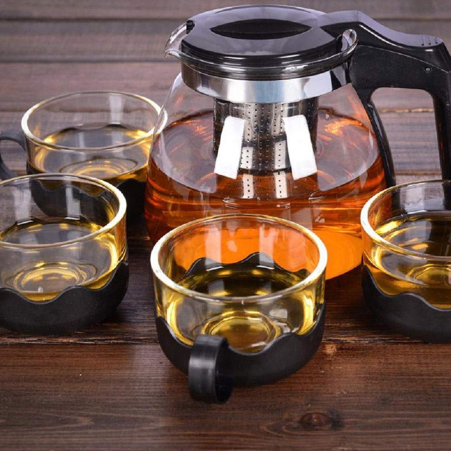Flame Proof Glass Kettle and Cup Set with Strainer High Quality Set  24 Pc