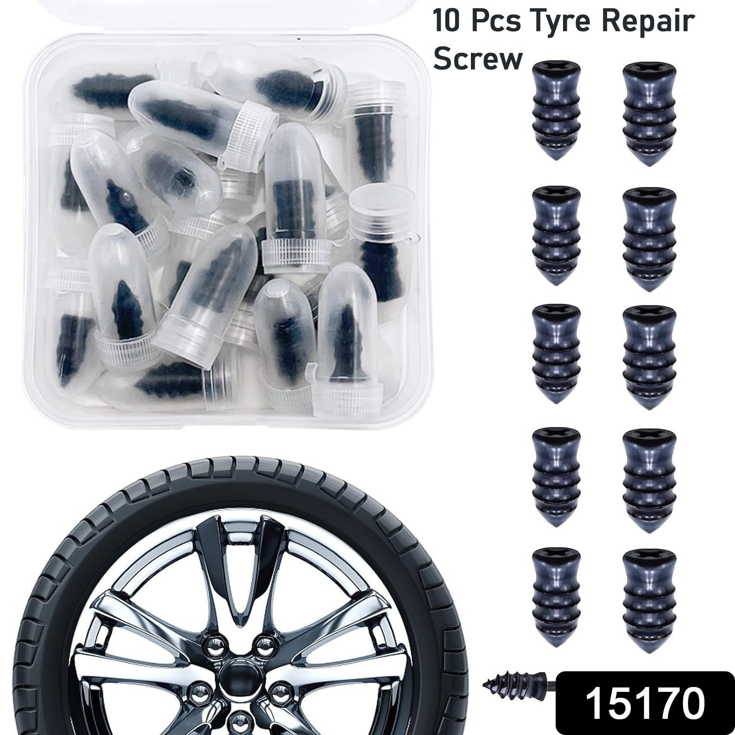 Tire Repair Rubber Nail Car Tire Repair Nails Tire Repair Rubber Screws, (10 Pcs Set)