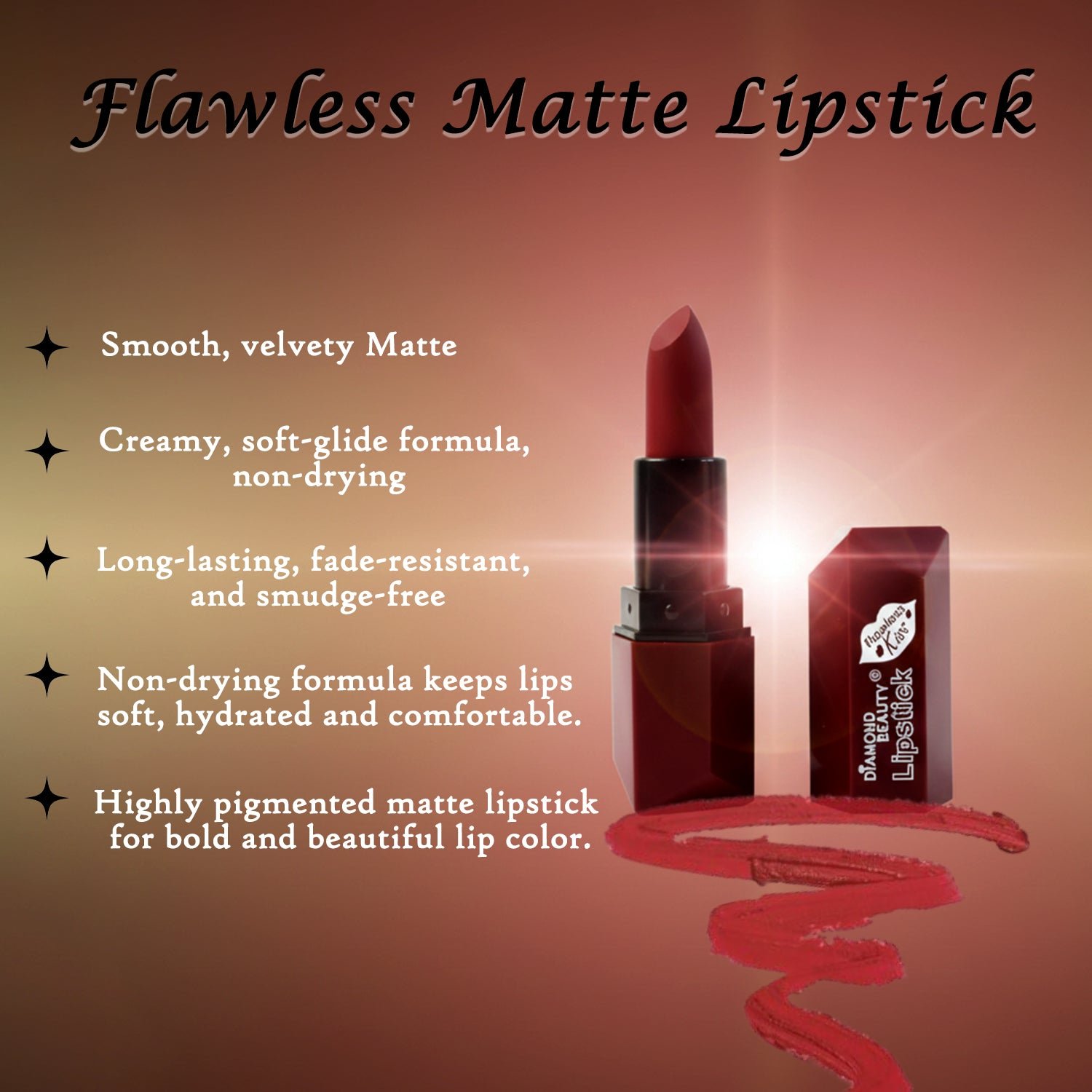 Diamond Beauty Flawless Kiss Matte Lipstick (1 Pc)