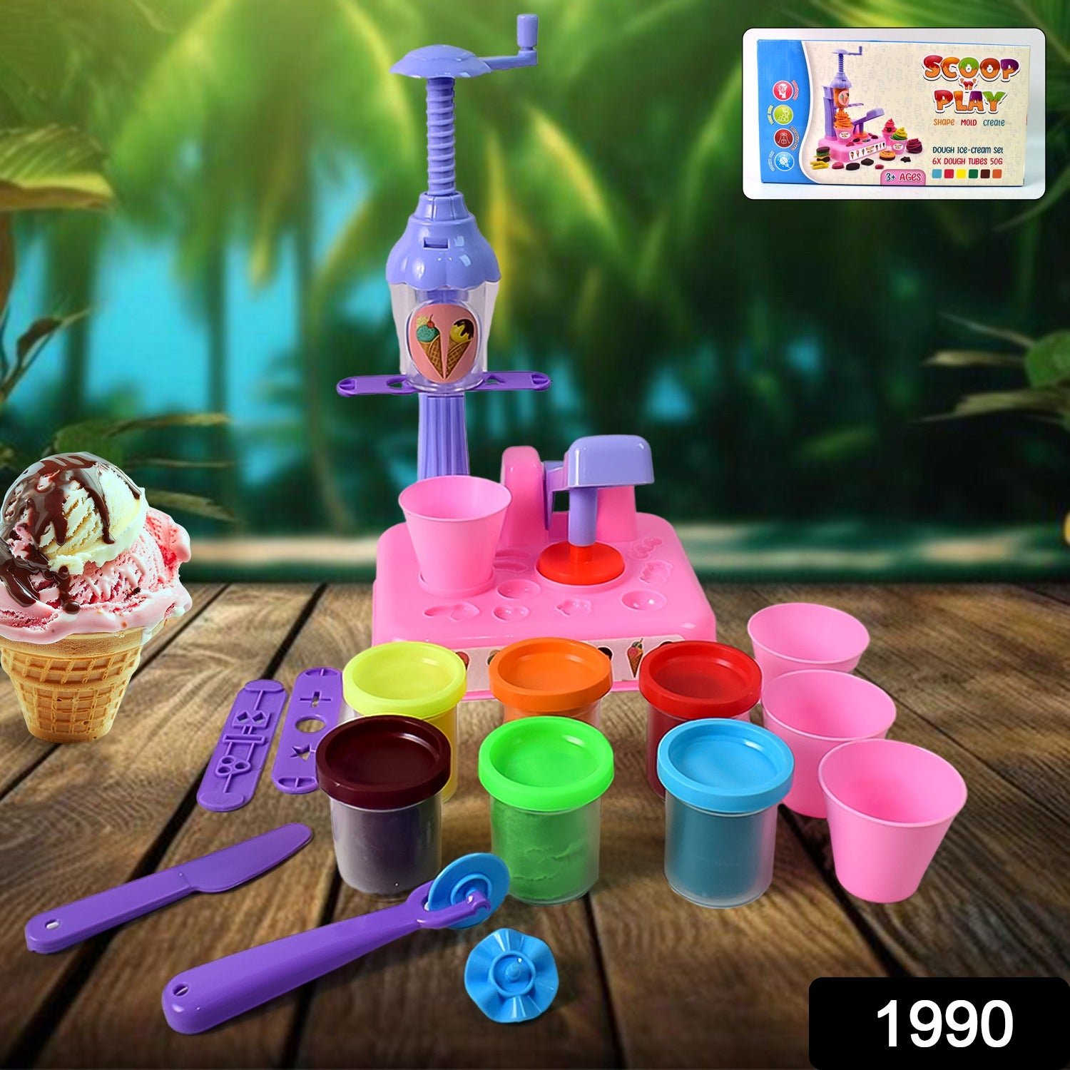 Scoop Play Set, Color Dough for Kids Play Toys, Ice Cream Maker Machine (36 Pcs Set)