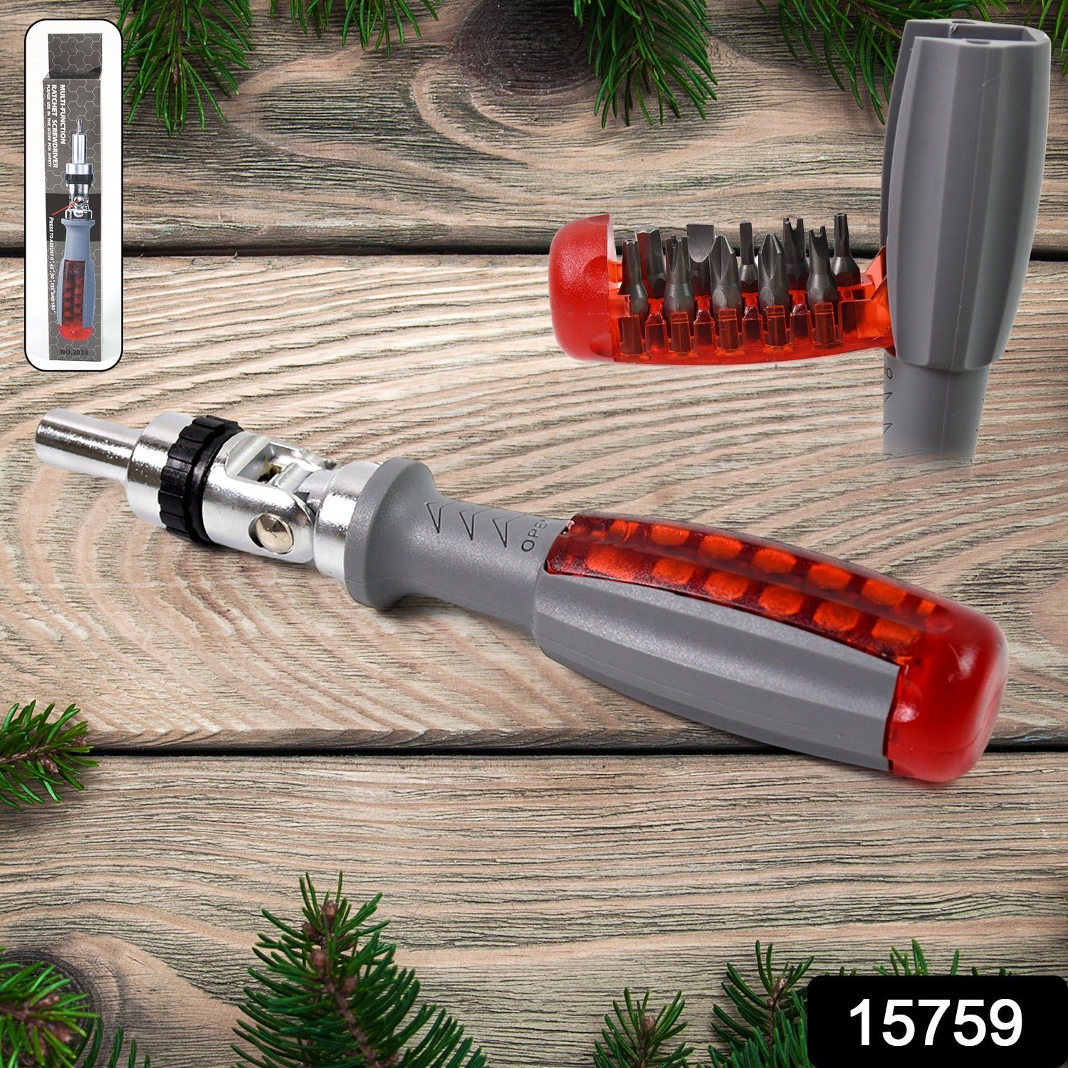 Multi Bits Ratchet Screwdriver Set, Adjustable Angle Two-Way Ratcheting (1 Set)