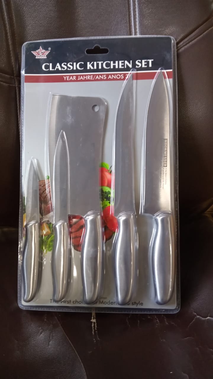 Big Size Professional Sharp Durable Quality Pack of 5 Kitchen Knives Set (5 Pc Set)