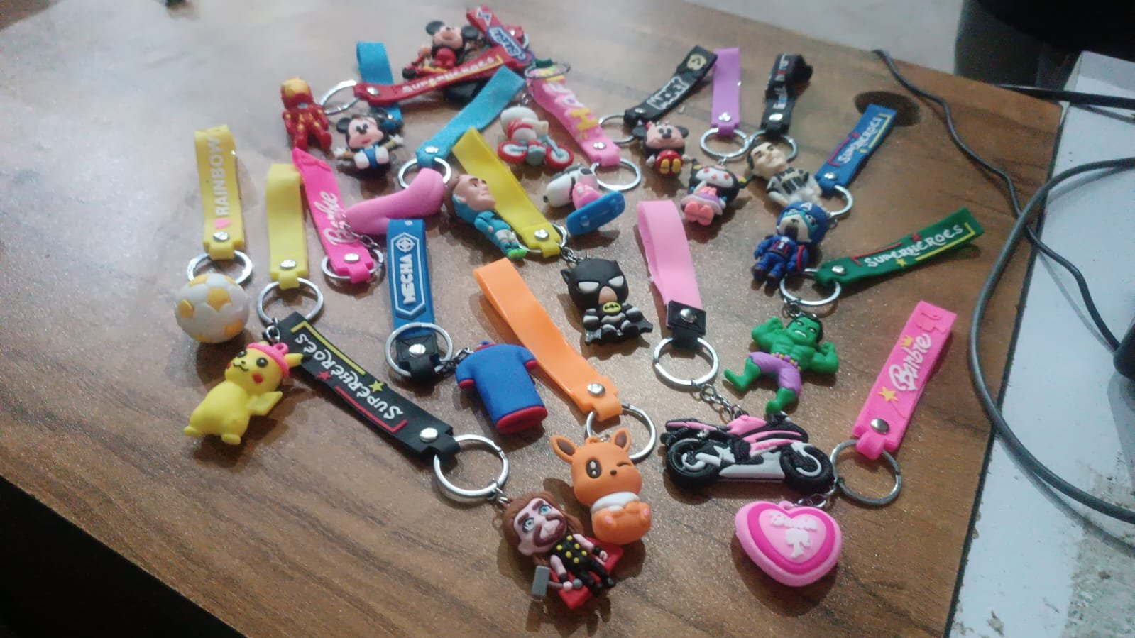 Cute Cartoon Silicone 3D Key Chain with Metal Hook & Strap (Pack of 1)