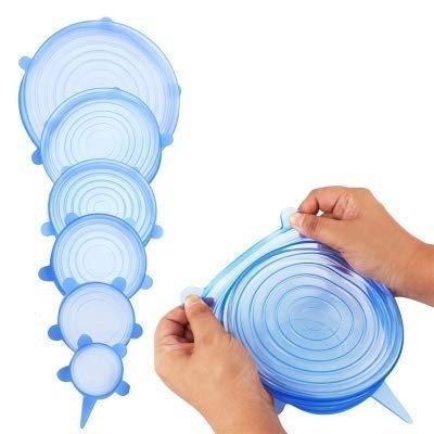 Silicone Stretch Lids  Reusable Microwave Safe Flexible Covers (Set of 6, Loose)