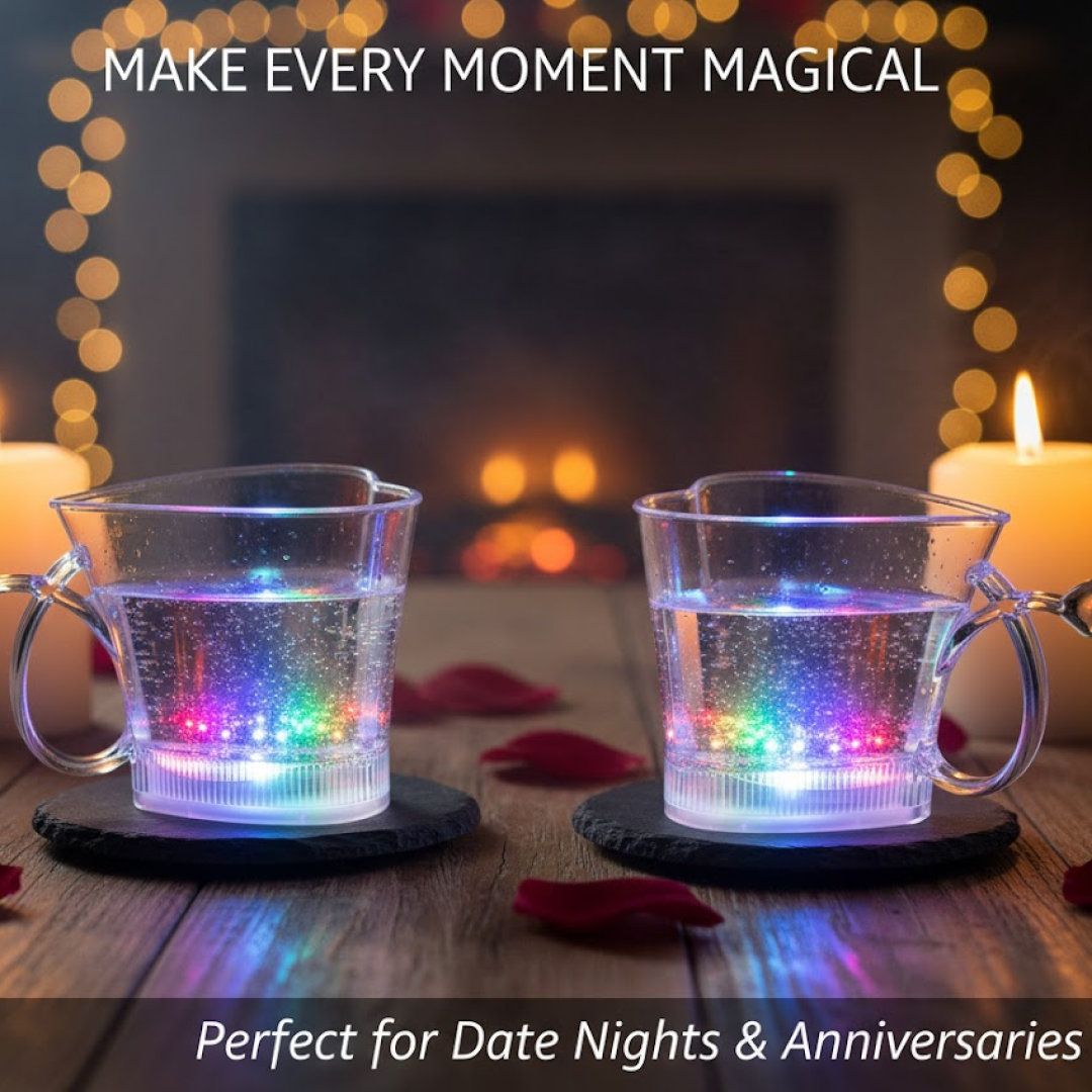 Heart Shape Activated Blinking Led Glass Cup