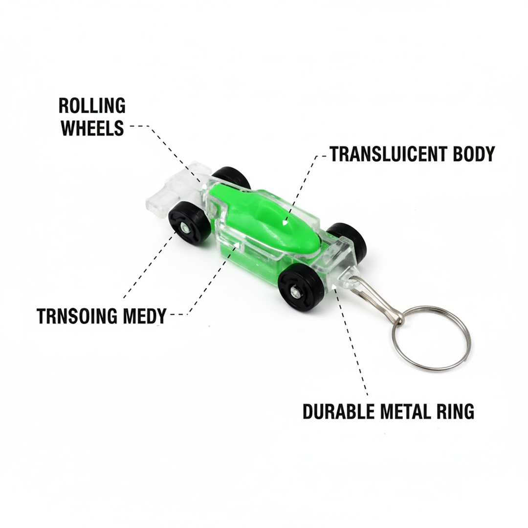 Cars Shape Keychain with On / Off Button LED Flashing Light (1 Pc)