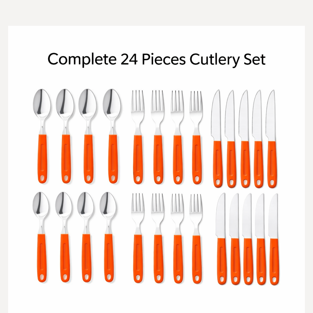 New Stylish 24 Pcs Plastic, Stainless Steel Cutlery Set (Pack of 24)