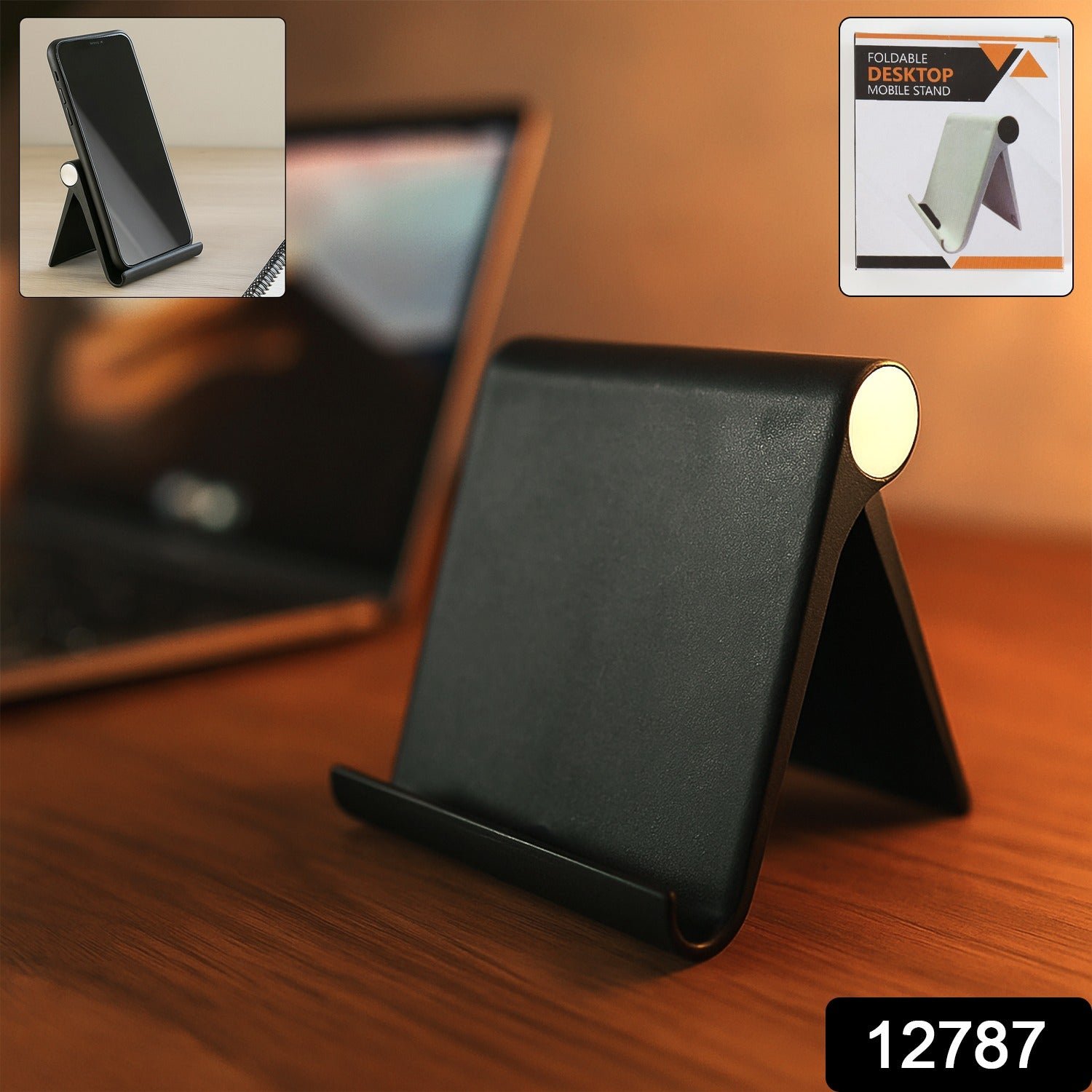 Plastic Foldable Desktop Mobile Stand (1 Pc / Black)